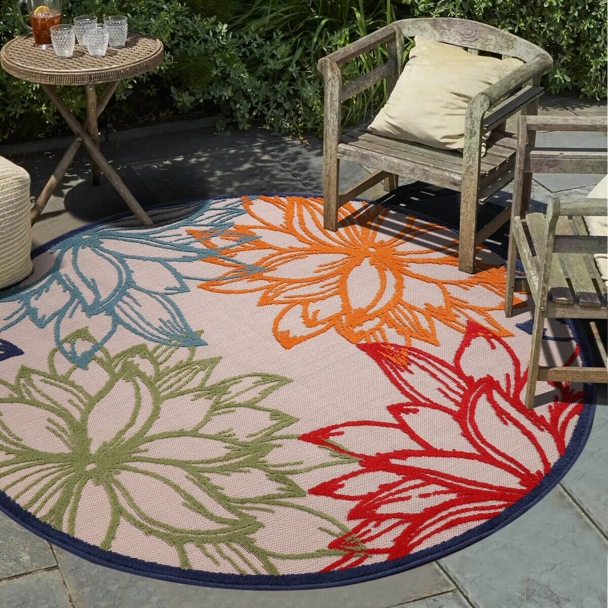Sanat Outdoorteppich FLORAL bunt B/L: ca. 200x200 cm