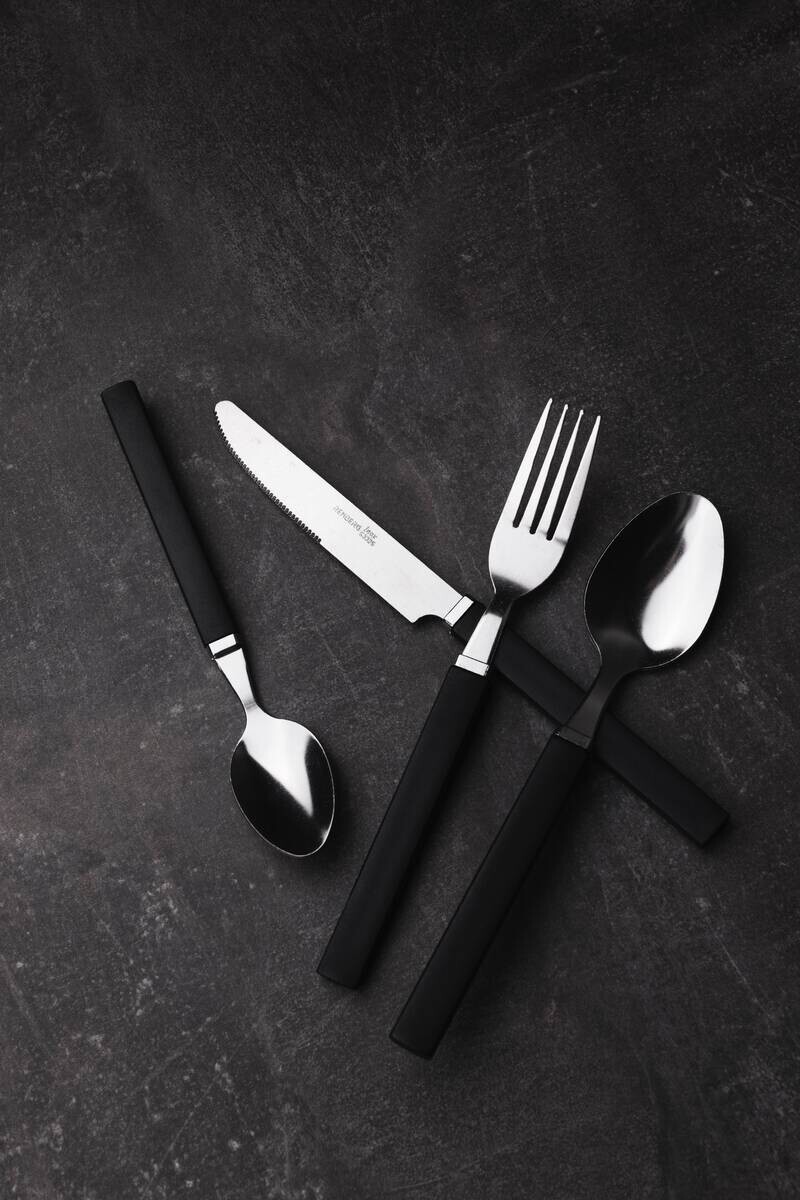 RENBERG Besteckset FUNNY BLACK schwarz Edelstahl 24 tlg.