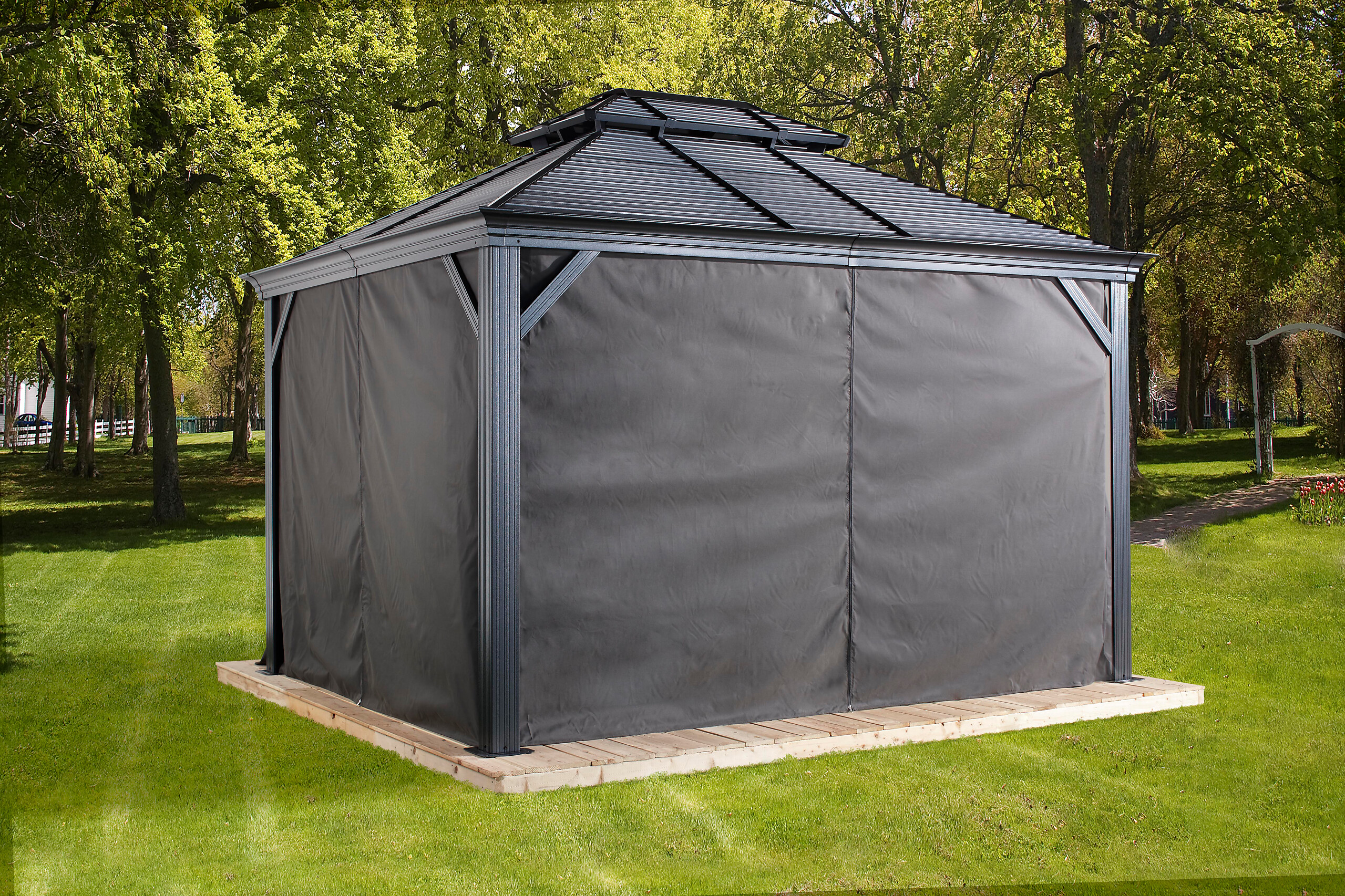 Sojag Pavillon-Vorhang-Set Mykonos/Moreno dunkelgrau Polyester B/T: ca. 380x254 cm