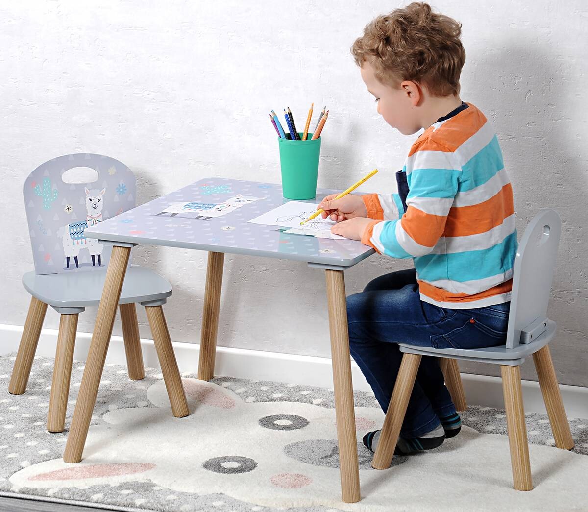 Kesper Kindertisch mit zwei Stühlen multicolor Spanplatte