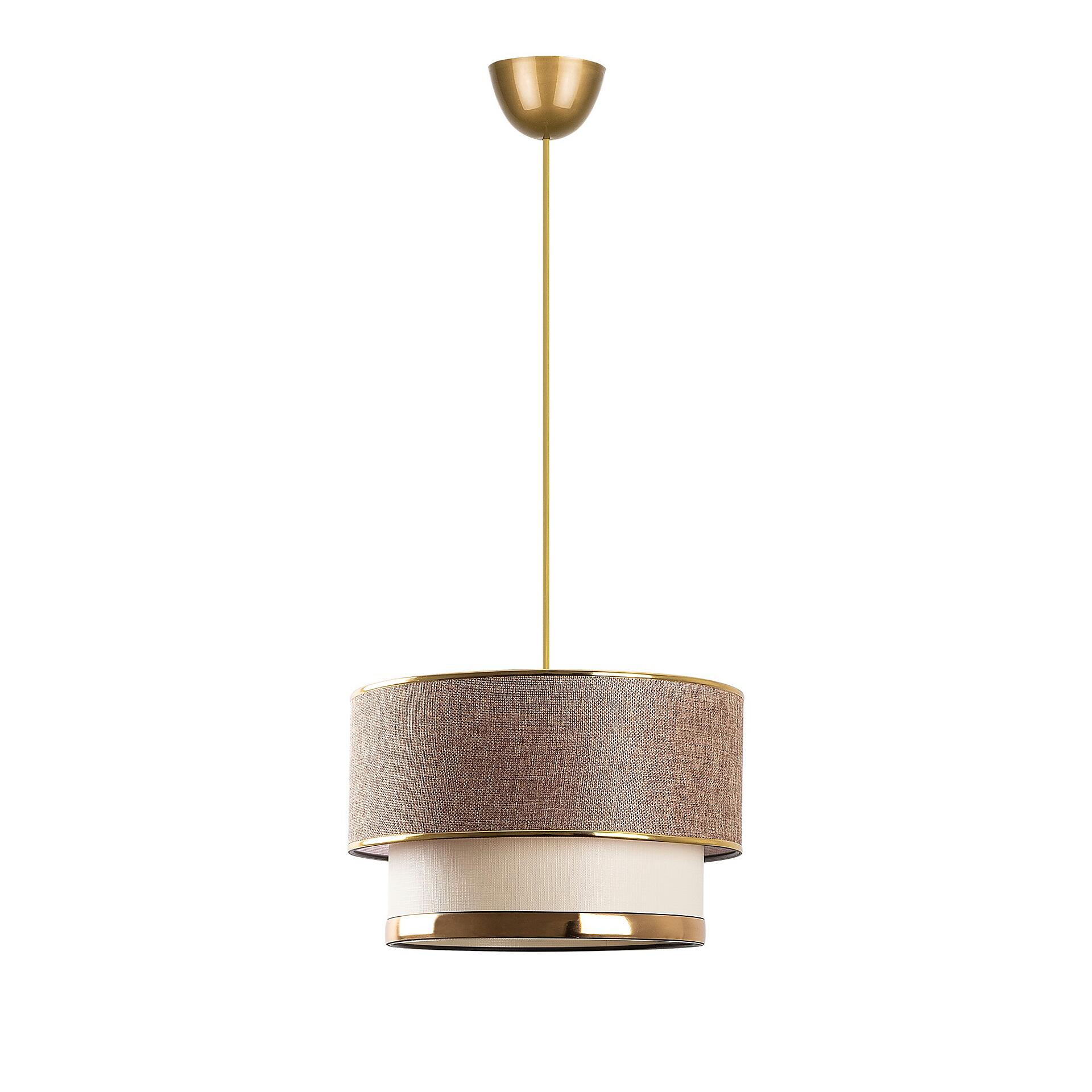 Opviq Pendelleuchte Cake gold beige Metall Baumwolle B/H/L: ca. 30x65x30 cm E27 3 Brennstellen