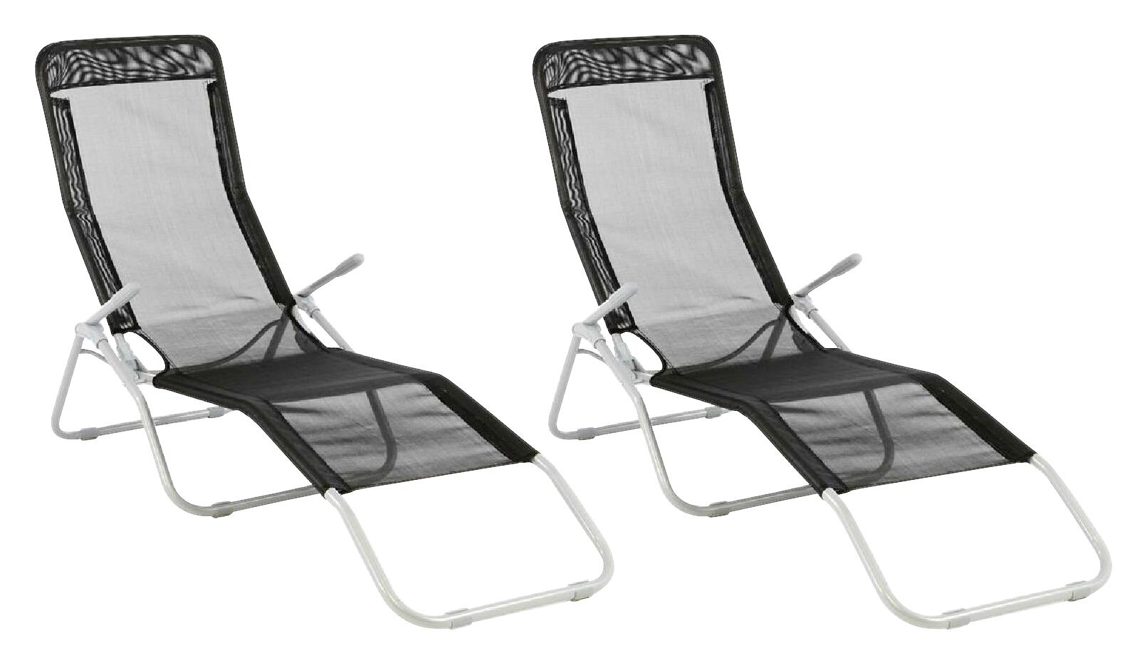 VCM Gartenliege-Set schwarz Stahl B/H/L: ca. 48x100x160 cm