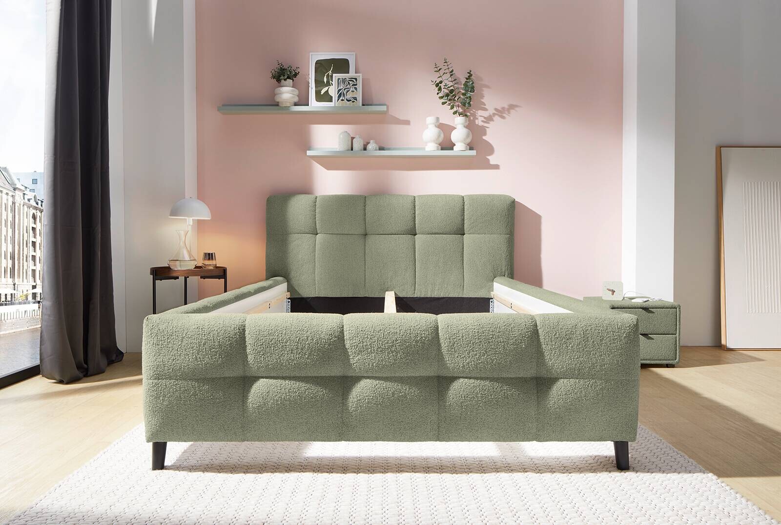 Polsterbettgestell  grün Polyester Liegefläche B/L: ca. 140x200 cm