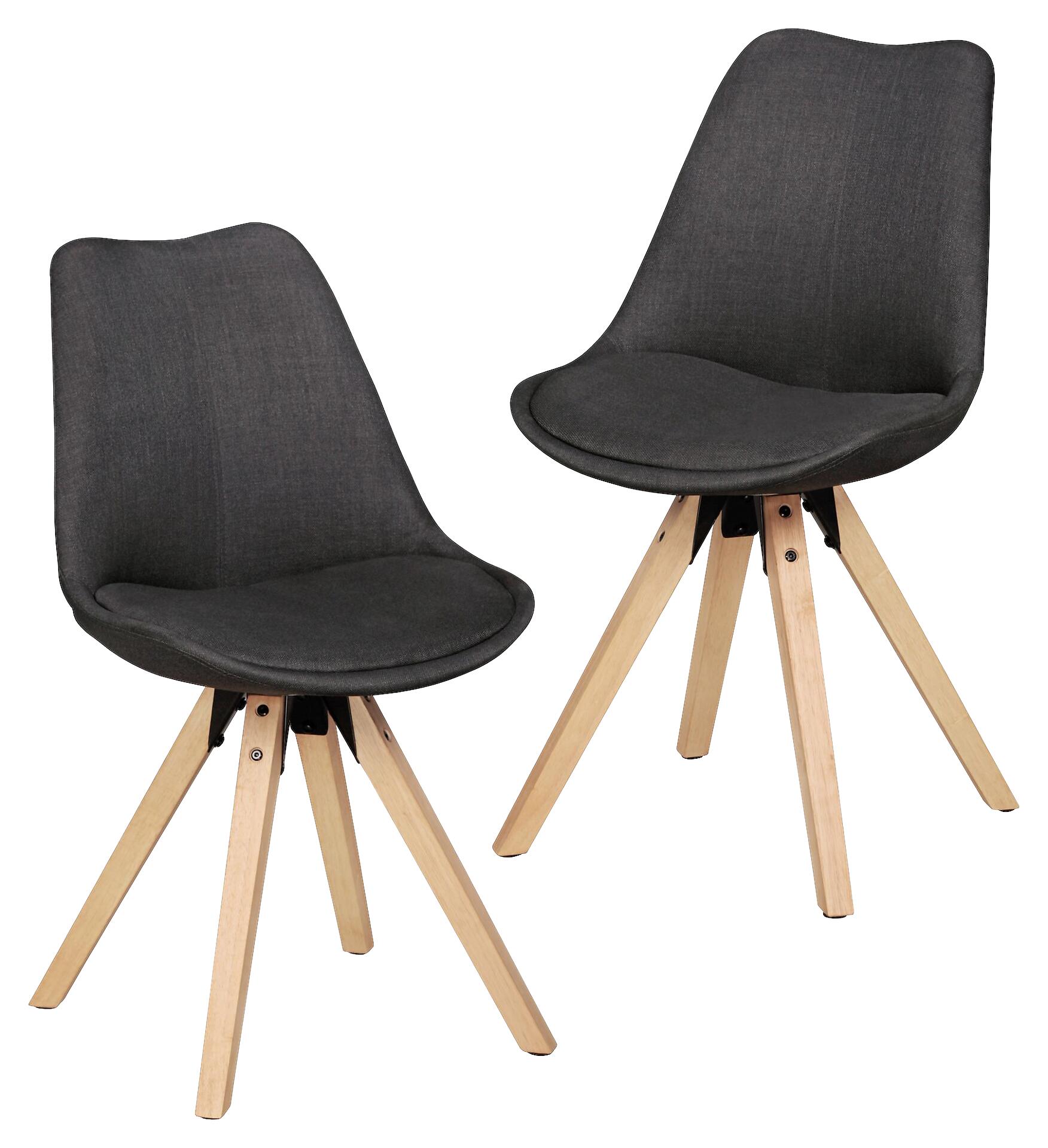 Stuhl 2er-Set grau natur Stoff Echtholz B/H/T: ca. 49x87x52 cm