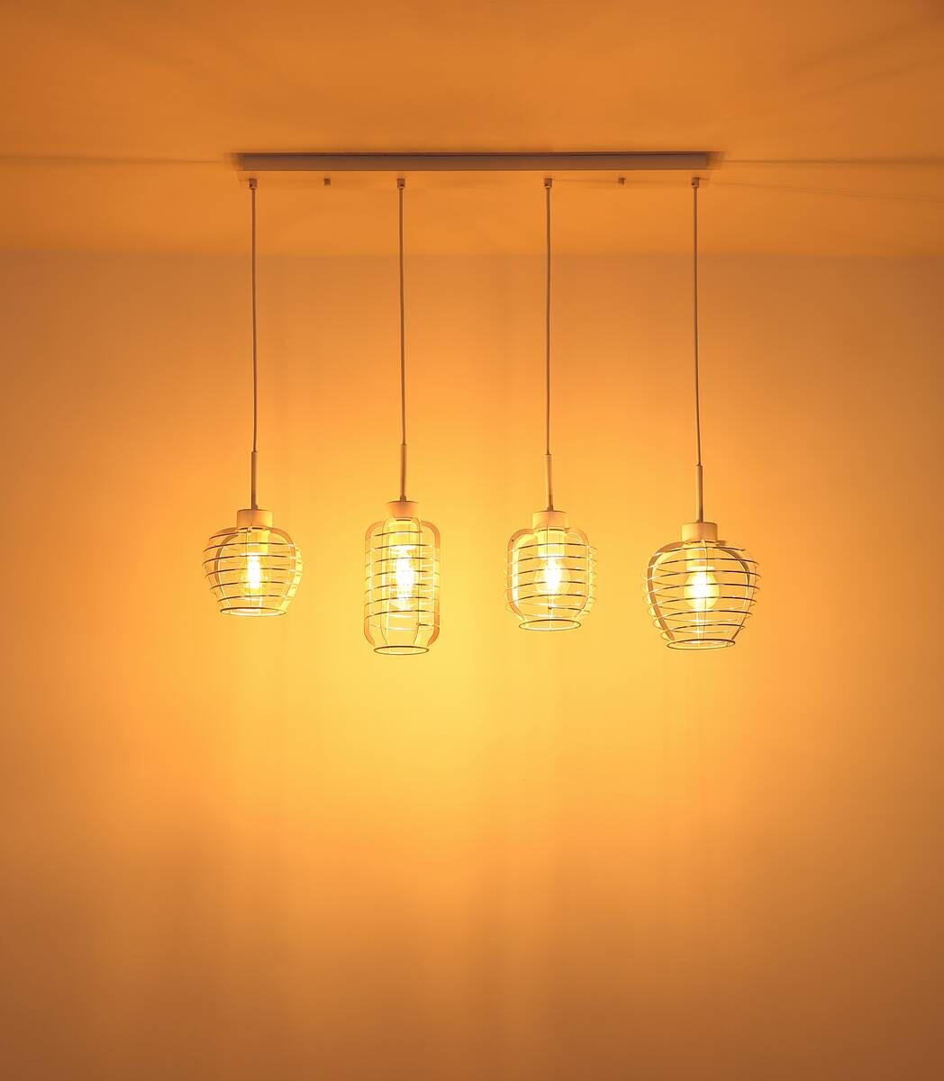 GLOBO Hängeleuchte weiß Chrom Aluminium Metall B/H/L: ca. 37x25,5x86 cm E27 4 Brennstellen