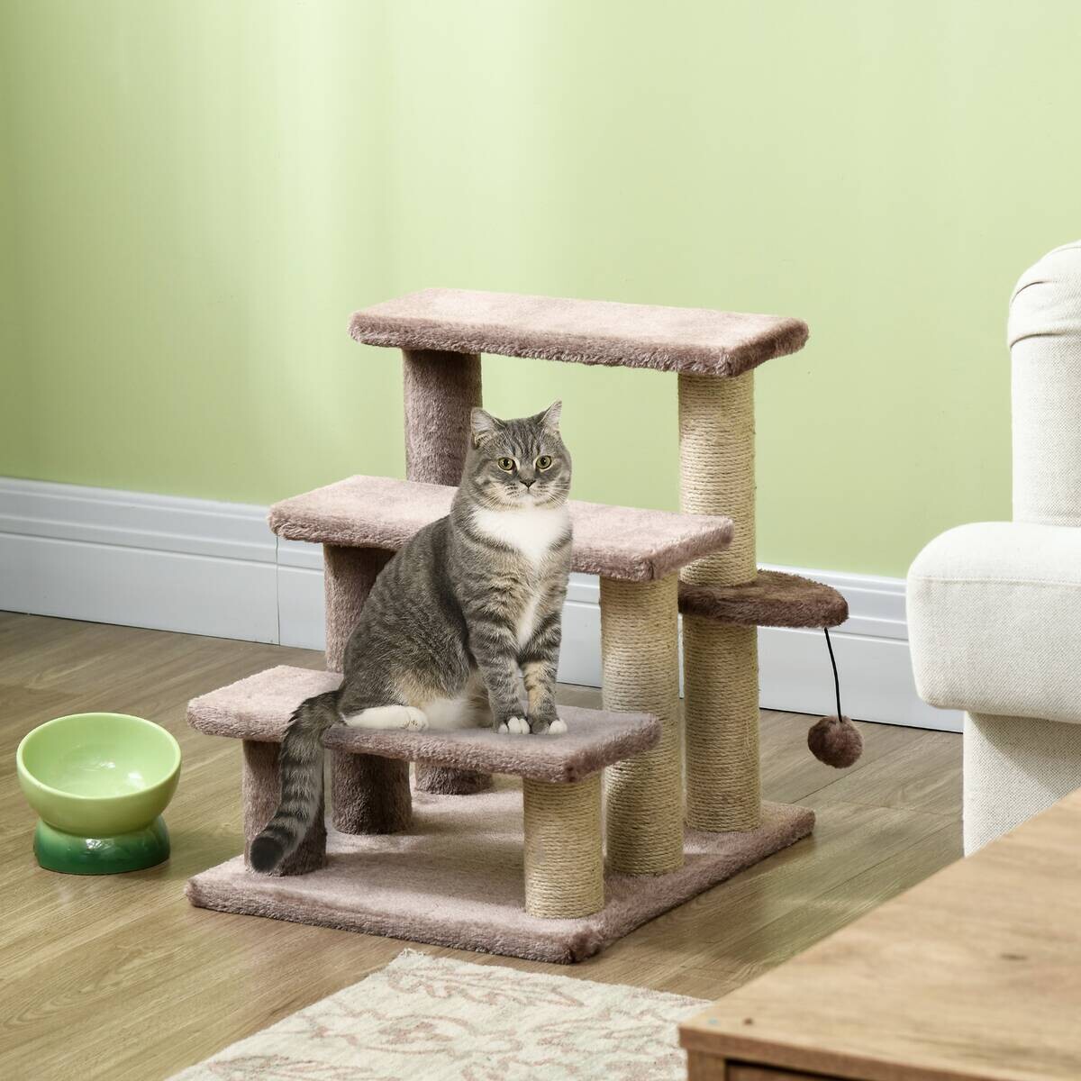 PawHut Katzentreppe braun Spanplatte B/H/L: ca. 40x48x45 cm