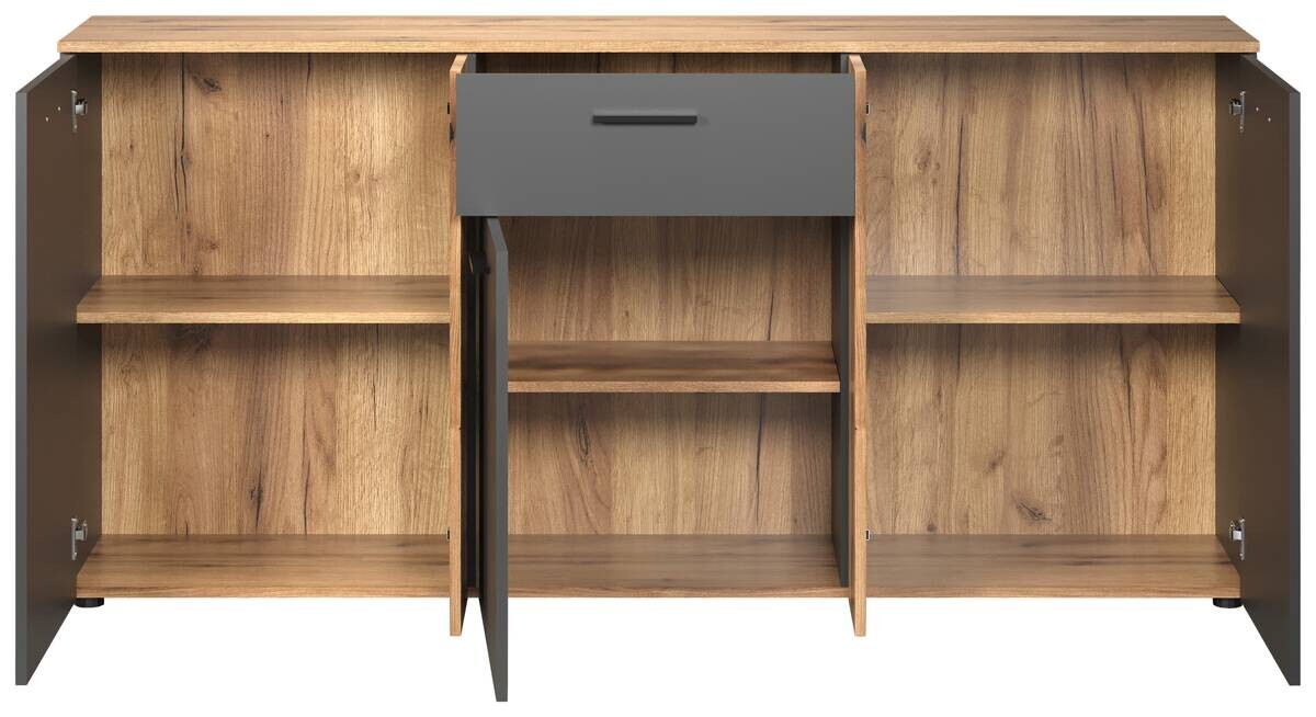 Kommode Esteban anthrazit Eiche Evoke Coast Nachbildung B/H/T: ca. 181x86x38 cm