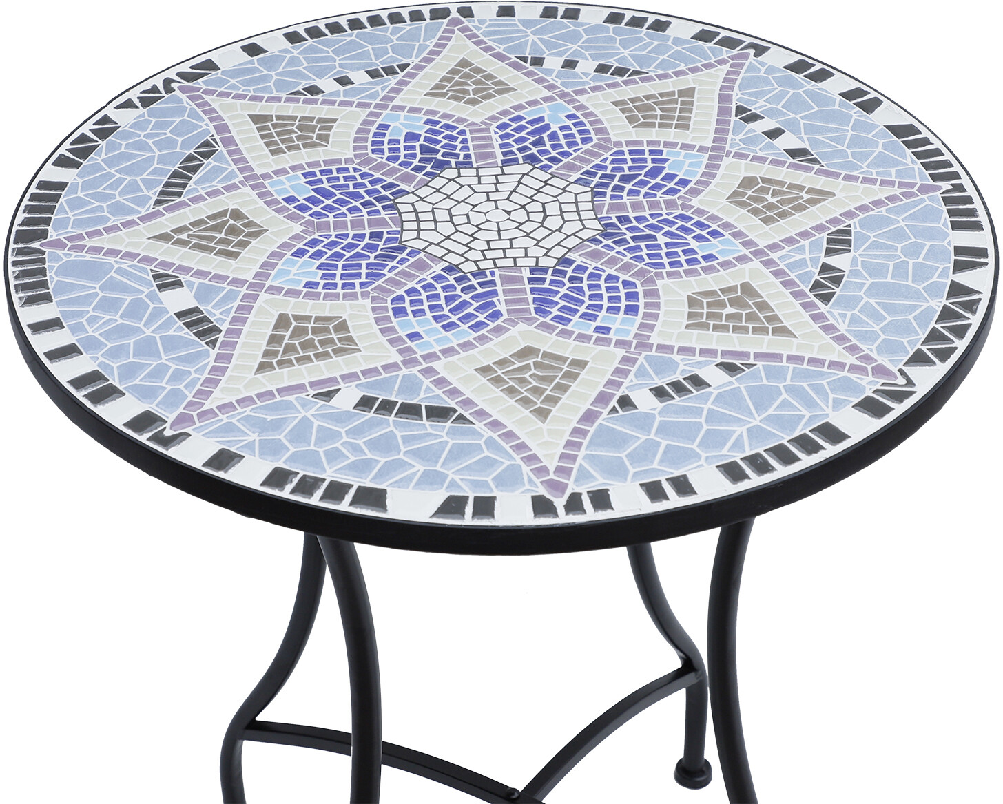 Outsunny Mosaiktisch blau Stahl H/D: ca. 71x60 cm
