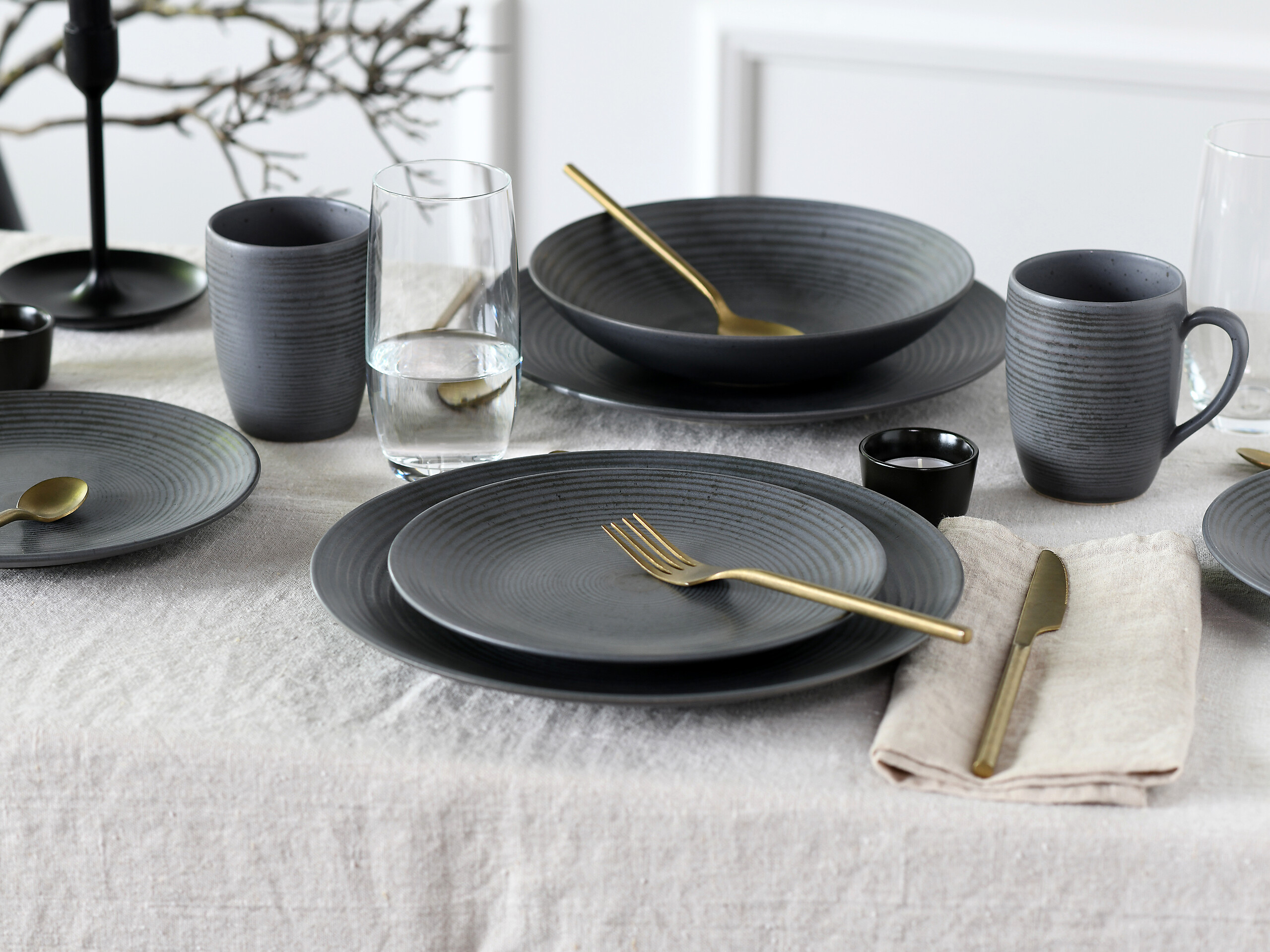 CreaTable Kombiservice Catania anthrazit Steinzeug 16 tlg.