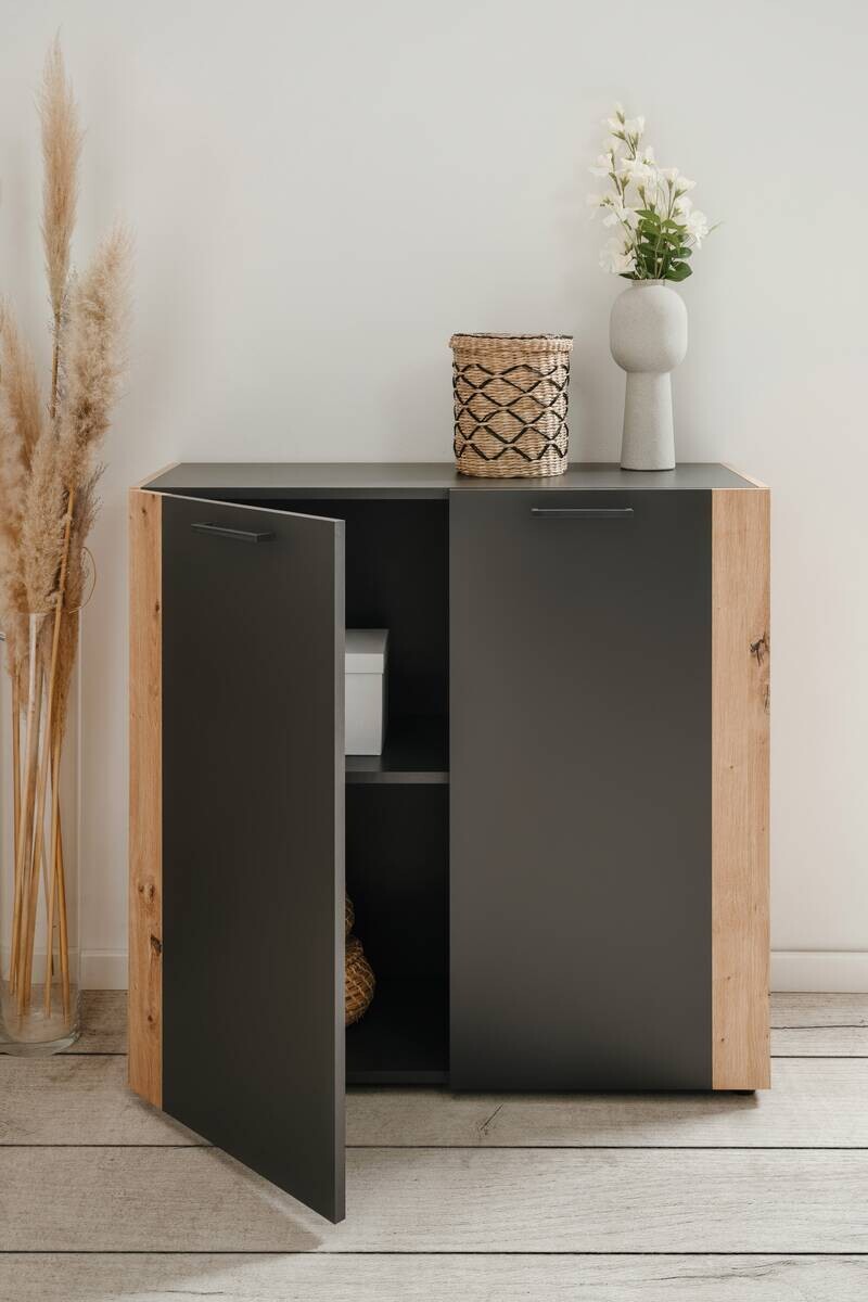 Kommode Cento anthrazit Eiche Artisan Oak Nachbildung B/H/T: ca. 89x83x35 cm