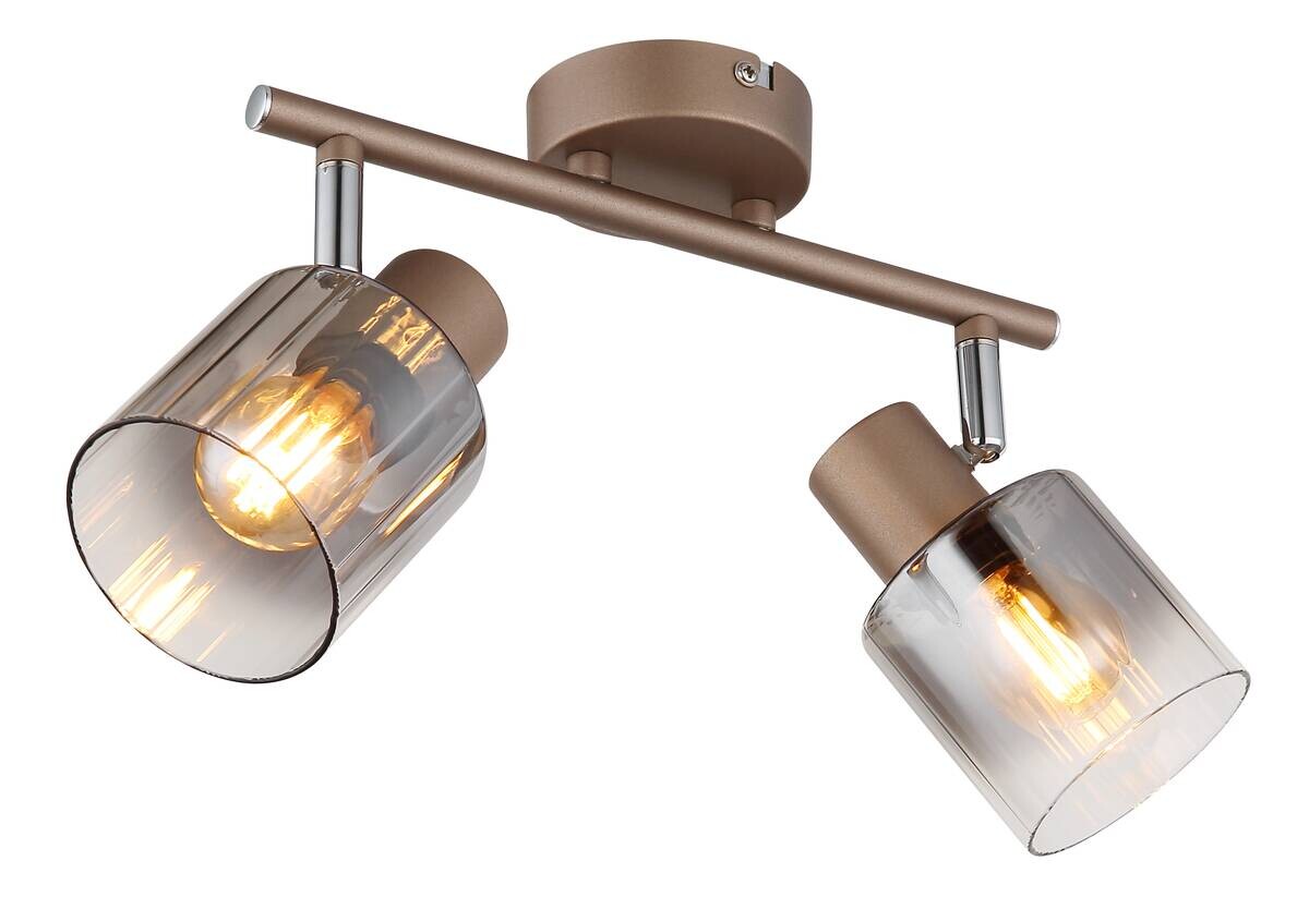 GLOBO Spot Walton 2 klar Rauch kaffee Glas Metall B/H/L: ca. 8x15x26 cm E14 2 Brennstellen