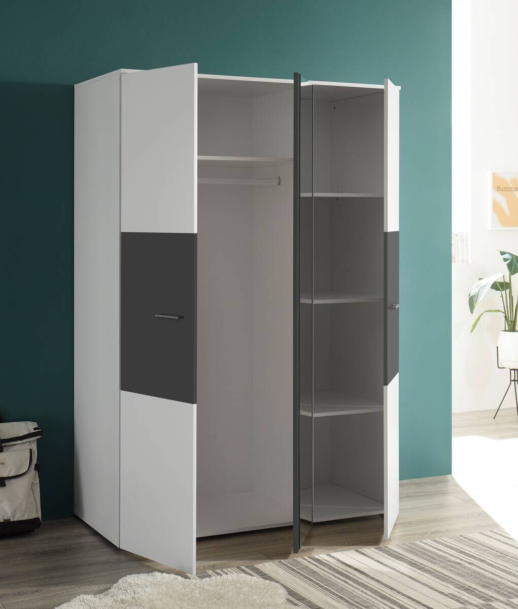 Kleiderschrank Alex weiß Graphit B/H/T: ca. 135x195x60 cm