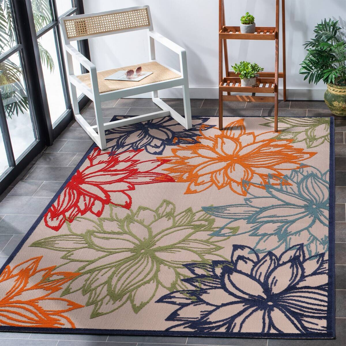 Sanat Outdoorteppich FLORAL bunt B/L: ca. 80x200 cm