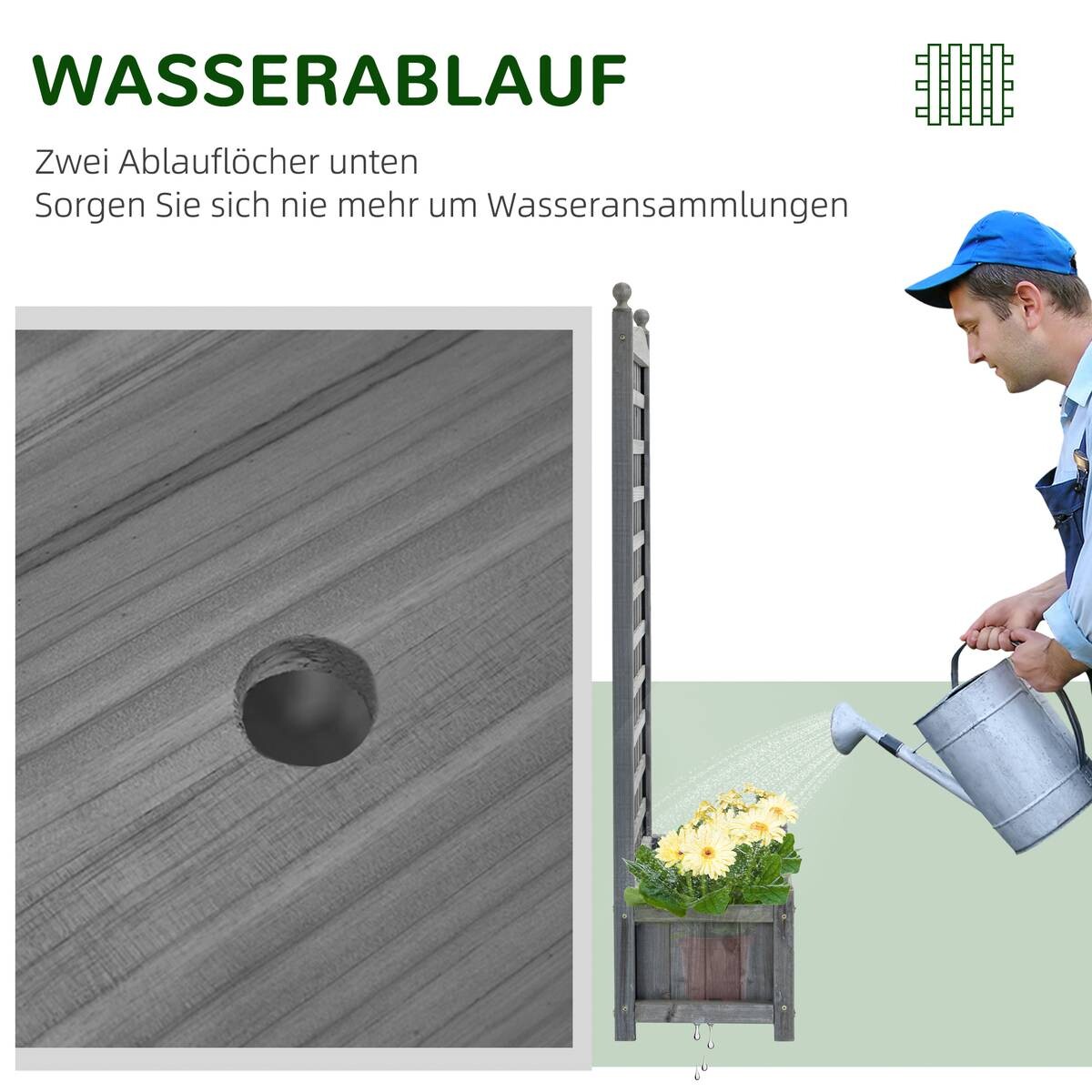 Outsunny Rankkasten im Spalierrahmen-Design hellgrau B/H/L: ca. 28x120x64 cm