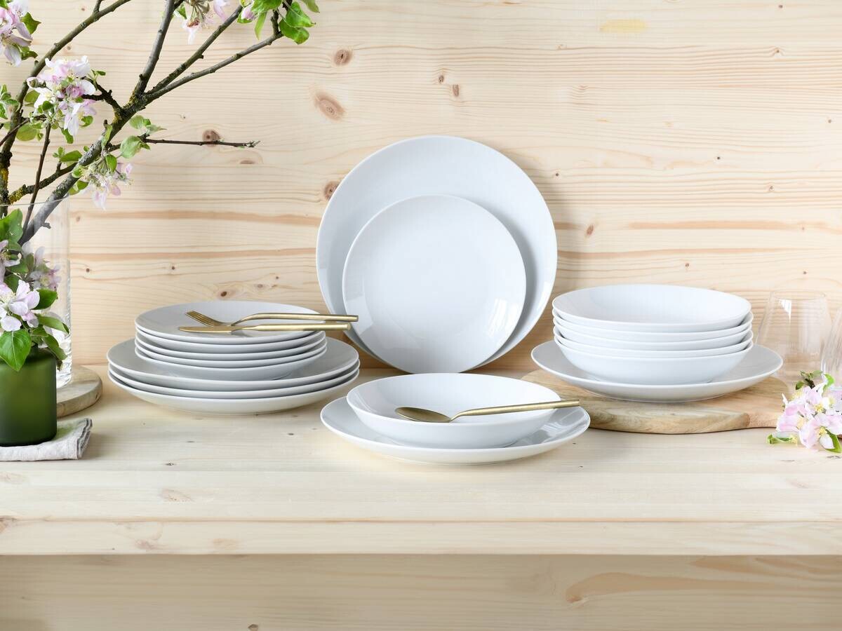 CreaTable Tafelservice Luna weiß Porzellan 18 tlg.