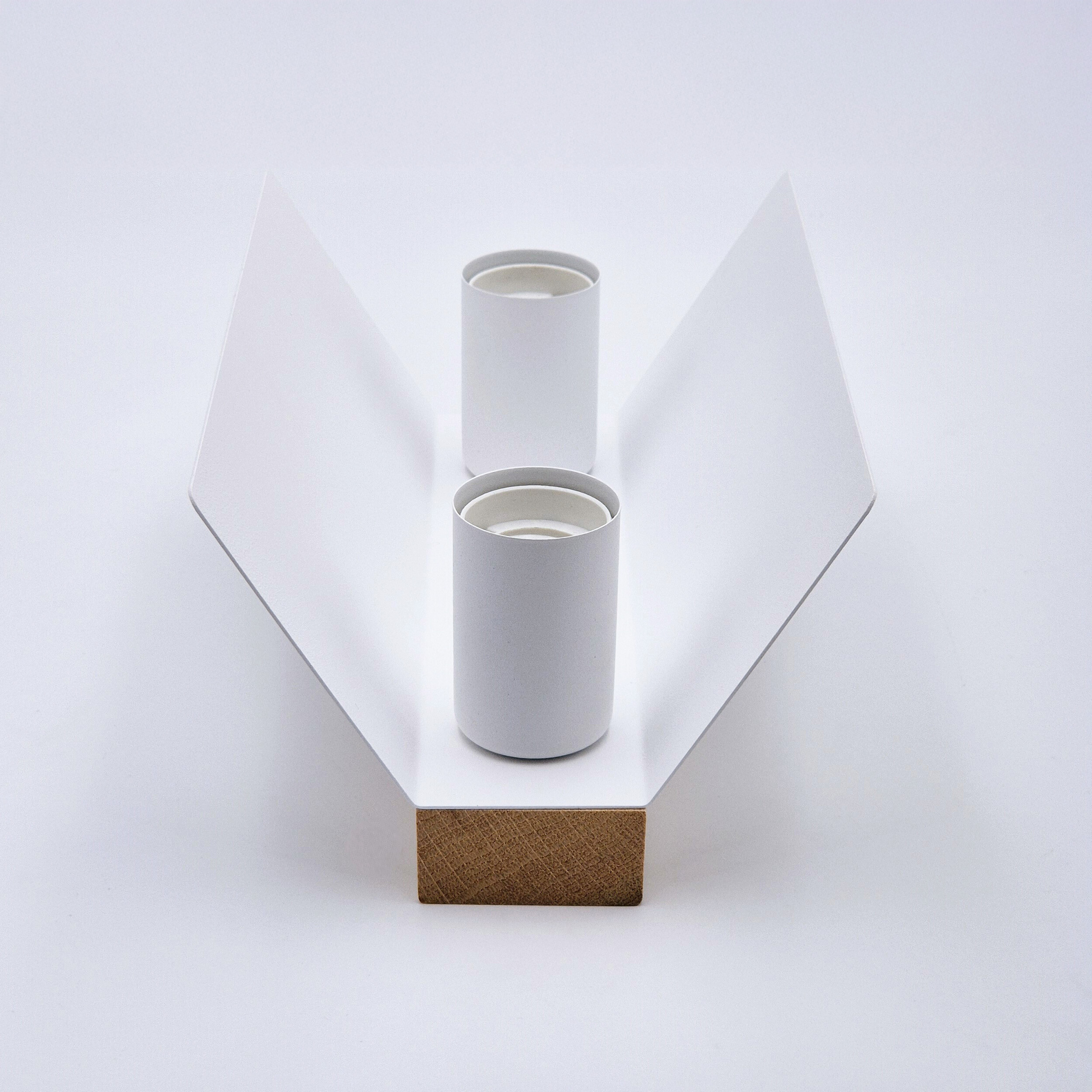 Lamkur Deckenleuchte weiß Eiche Stahl Glas B/H/L: ca. 12x11,5x24 cm E27 2 Brennstellen