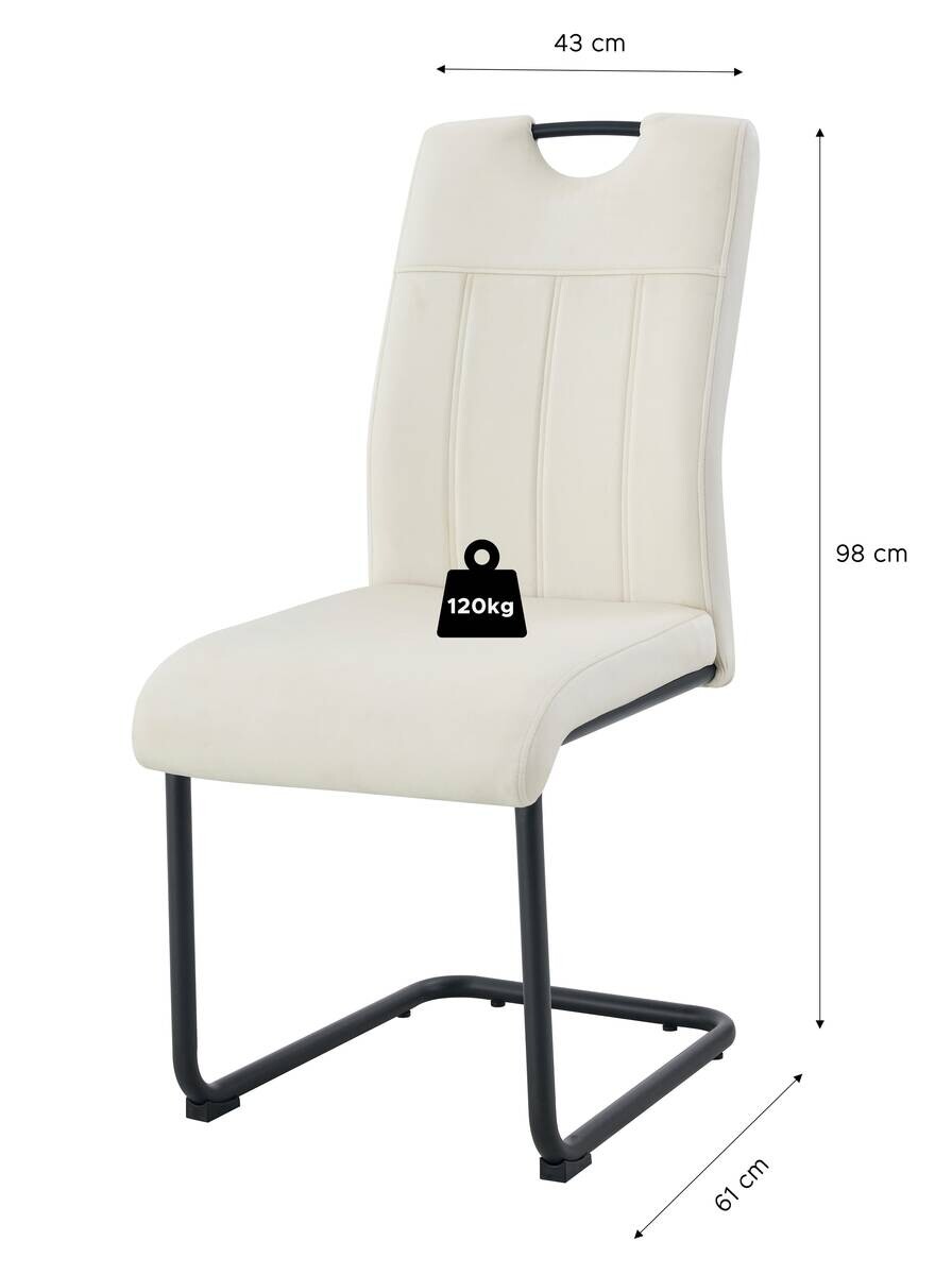 Schwingstuhl LISA, 2er Set creme Webstoff B/H/T: ca. 43x98x61 cm