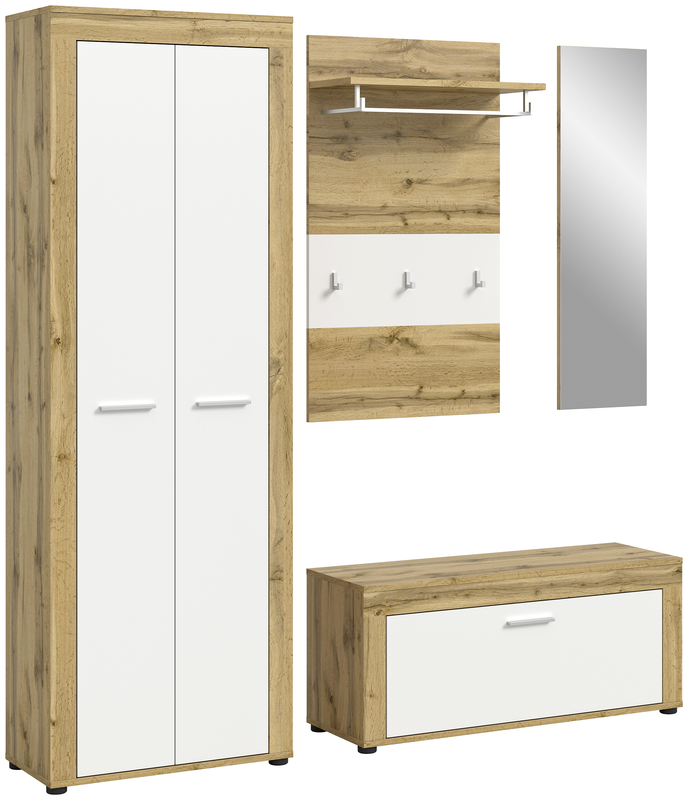 Garderobe JAM Eiche Wotan Nachbildung weiß B/H/T: ca. 184x191x35 cm