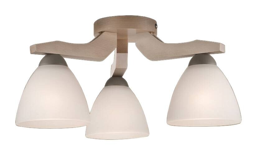 Lamkur Deckenleuchte weiß buche Stahl Holz Glas B/H/L: ca. 35x20x38 cm 3 Brennstellen