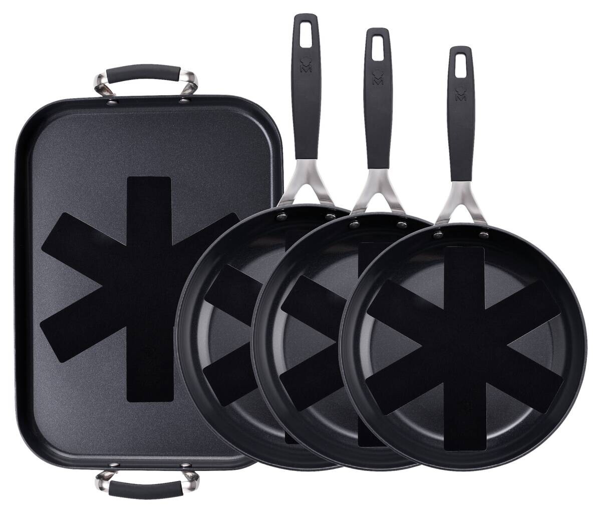MASTERPRO Pfannenset SMART schwarz Aluminium 4 tlg.