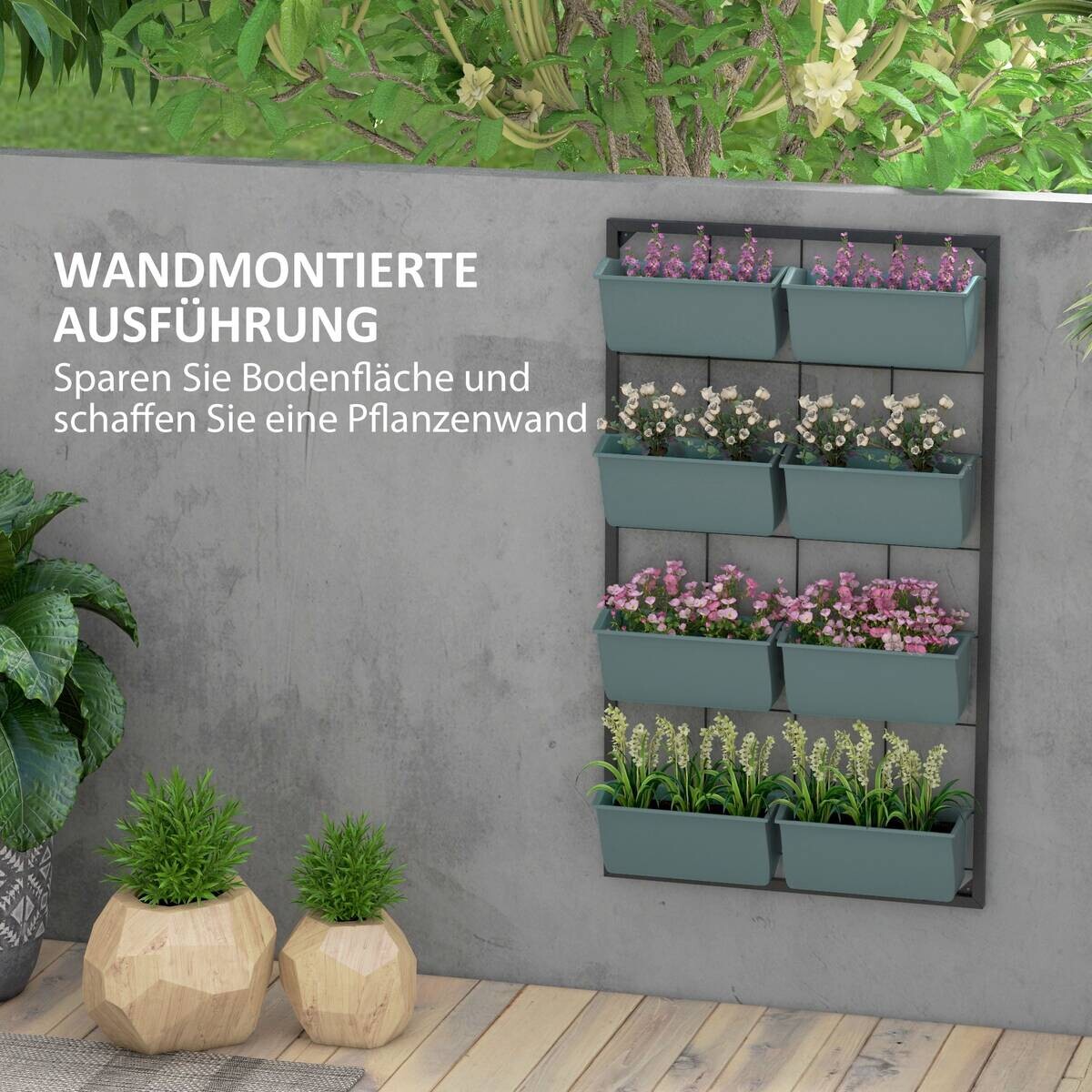 Outsunny Pflanzenständer schwarz Polypropylen B/H/L: ca. 14x52,5x90 cm