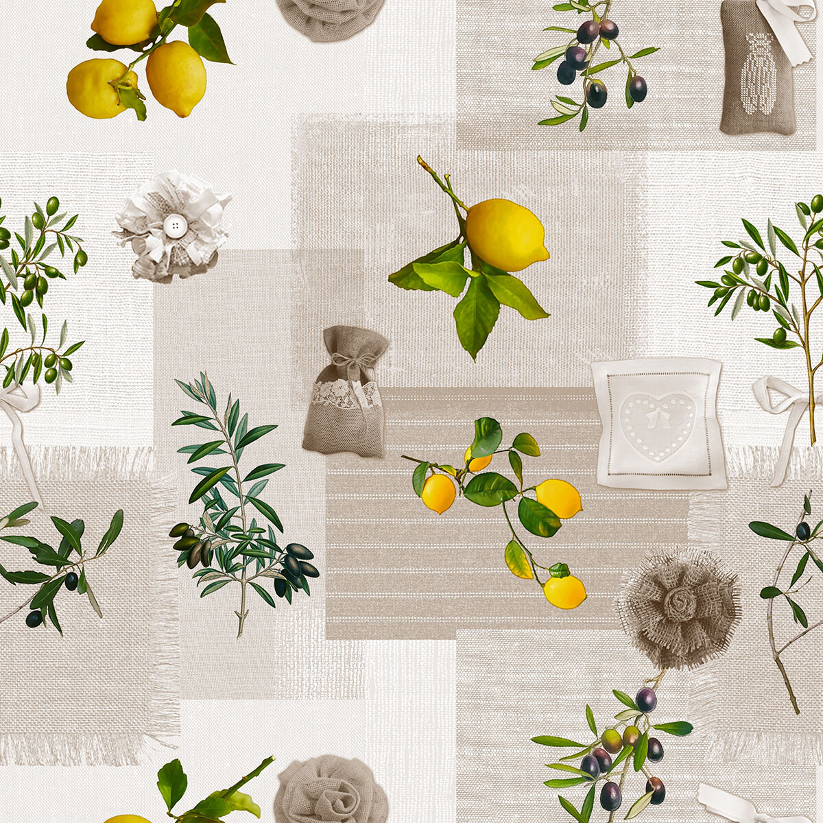 Abwaschbarer Tischbelag Cuisine Lemon silber B: ca. 140 cm