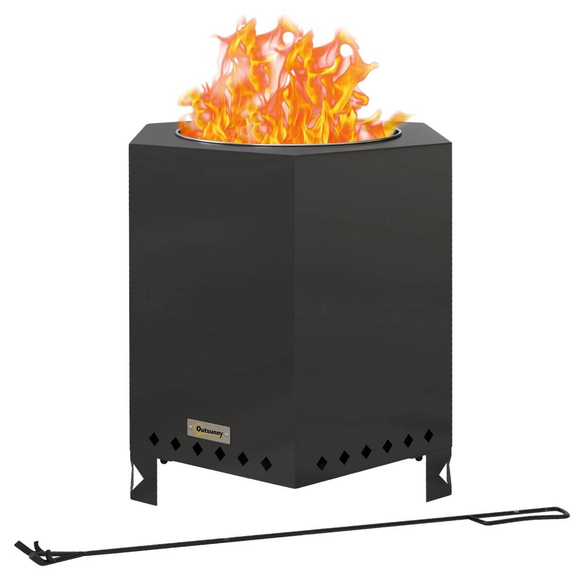 Outsunny Feuerschale schwarz Edelstahl B/H/L: ca. 38,8x46,5x45 cm