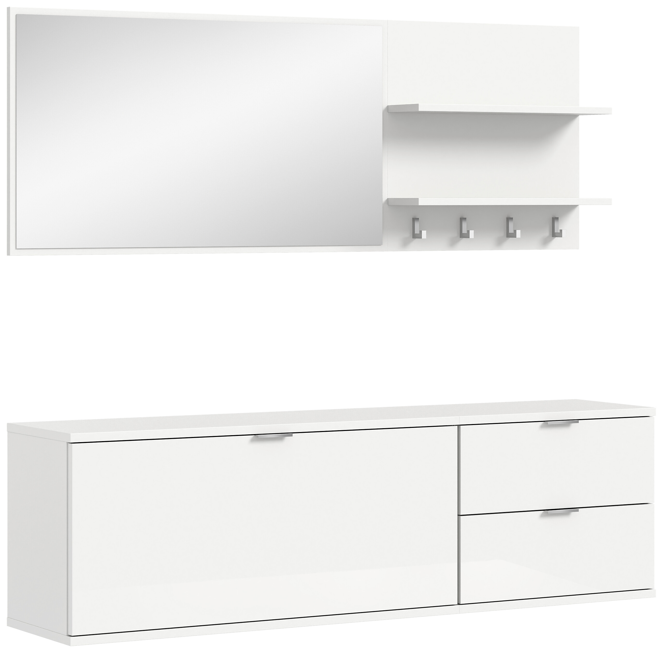 Garderobe PROJEKT X weiß weiß Hochglanz B/H/T: ca. 144x191x37 cm