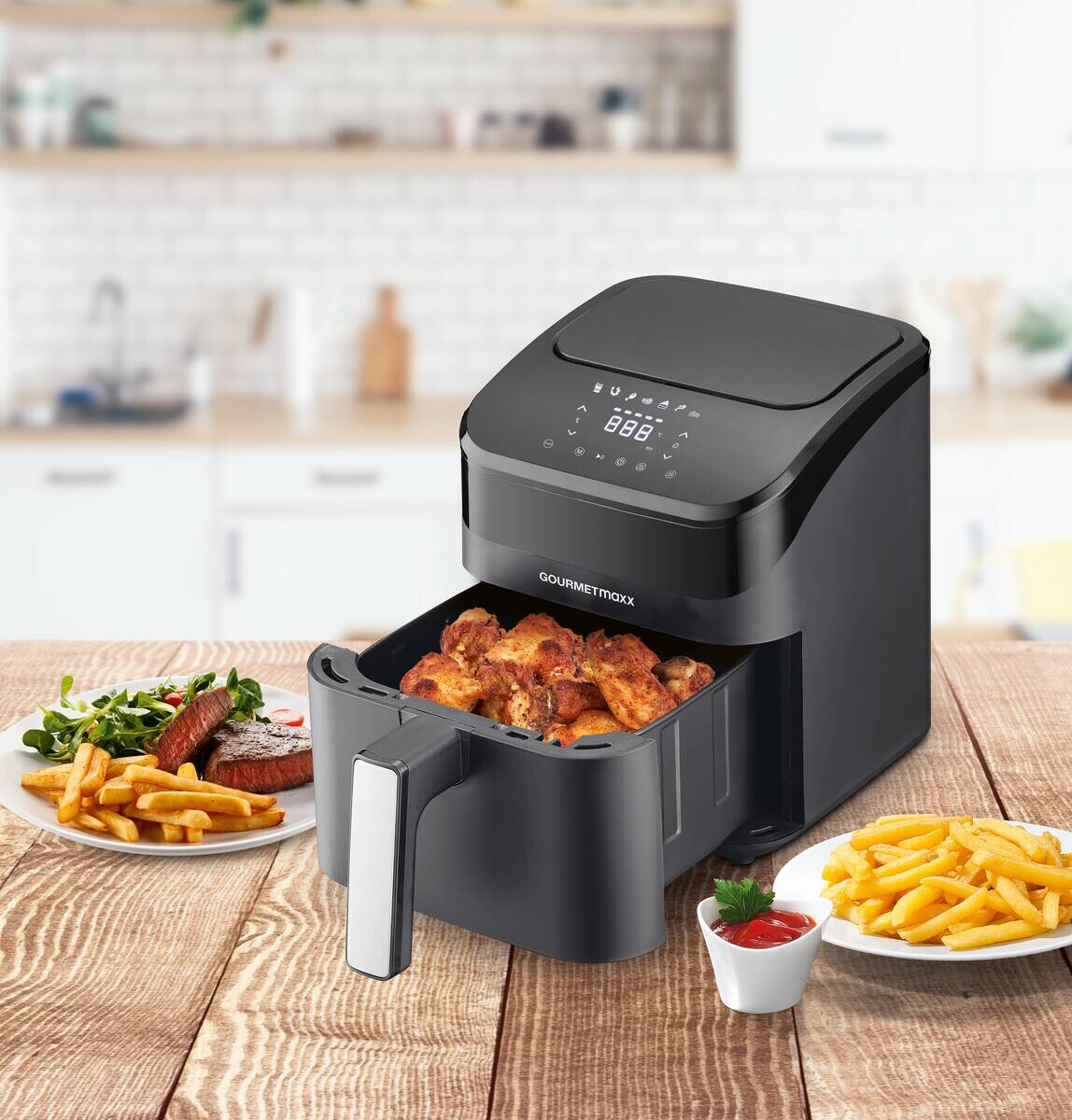 GOURMETmaxx Heißluftfritteuse schwarz Metall B/H/L: ca. 24x28,6x34,9 cm ca. 4 l