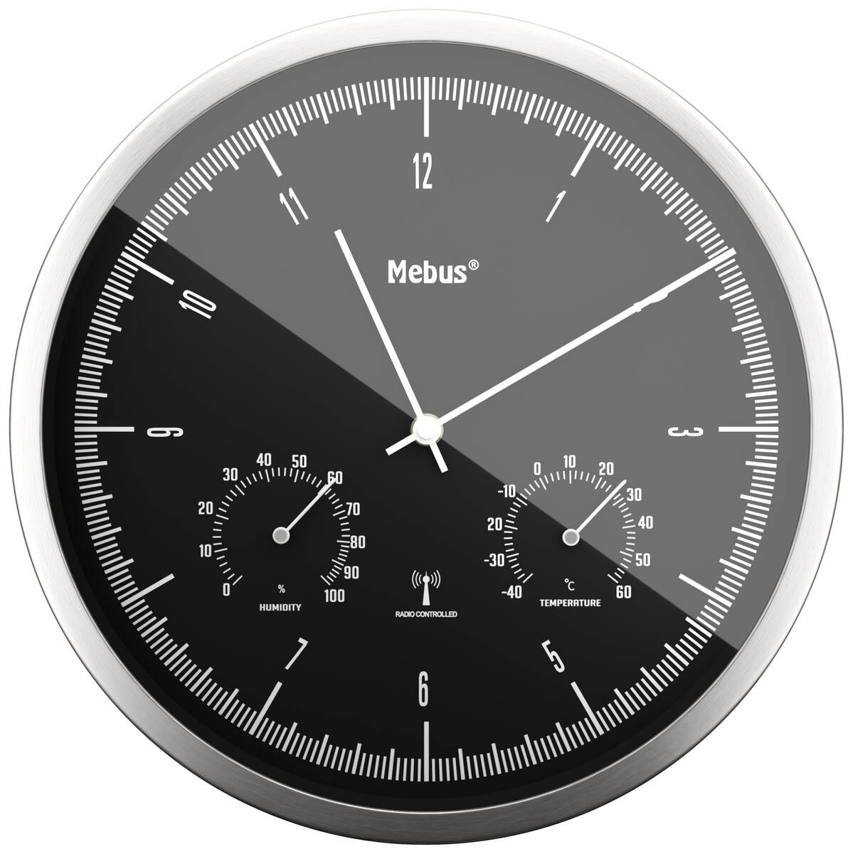 Mebus Wanduhr schwarz D: ca. 25 cm