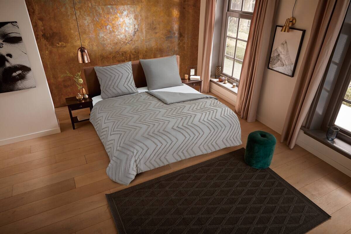 Microfaser Bettwäsche Zigzag taupe Polyester B/L: ca. 155x220 cm