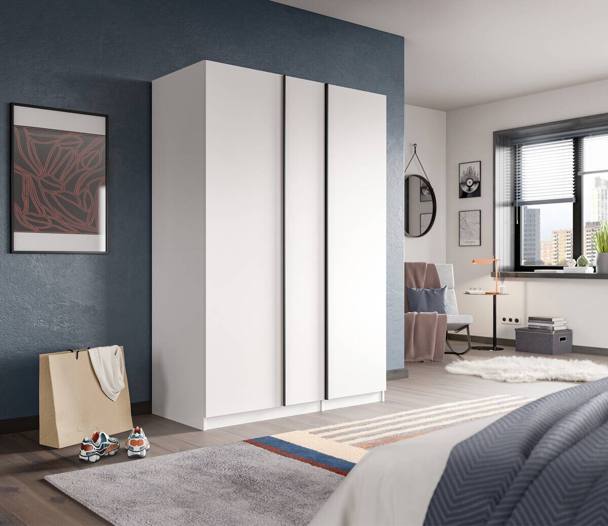 Kleiderschrank OAKLAND weiß B/H/T: ca. 130x183x53 cm