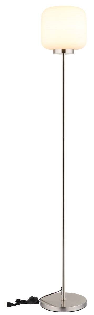 GLOBO Stehleuchte nickel matt Opal schwarz Glas Metall H/T/D: ca. 157x36x24 cm 1 Brennstellen
