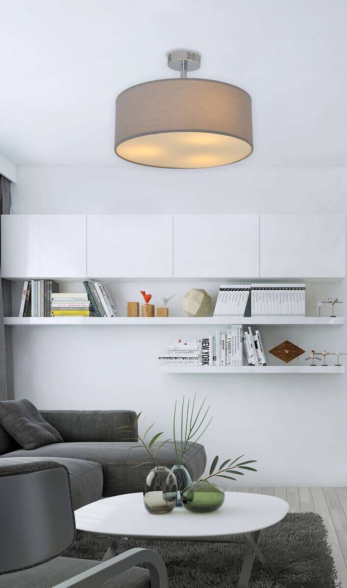 Näve Leuchten Deckenleuchte 7061516 grau Textil B/H/T: ca. 40x24x40 cm E27 3 Brennstellen