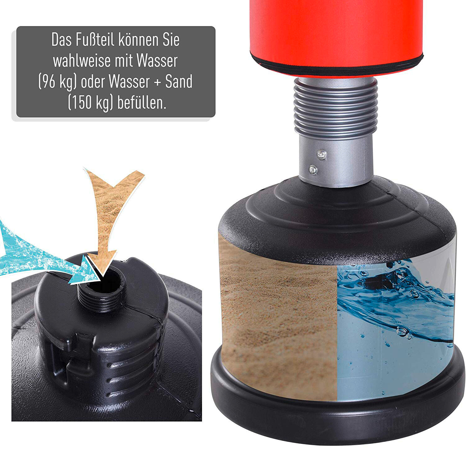 HOMCOM Standboxsack schwarz Kunstleder H/D: ca. 185x56 cm