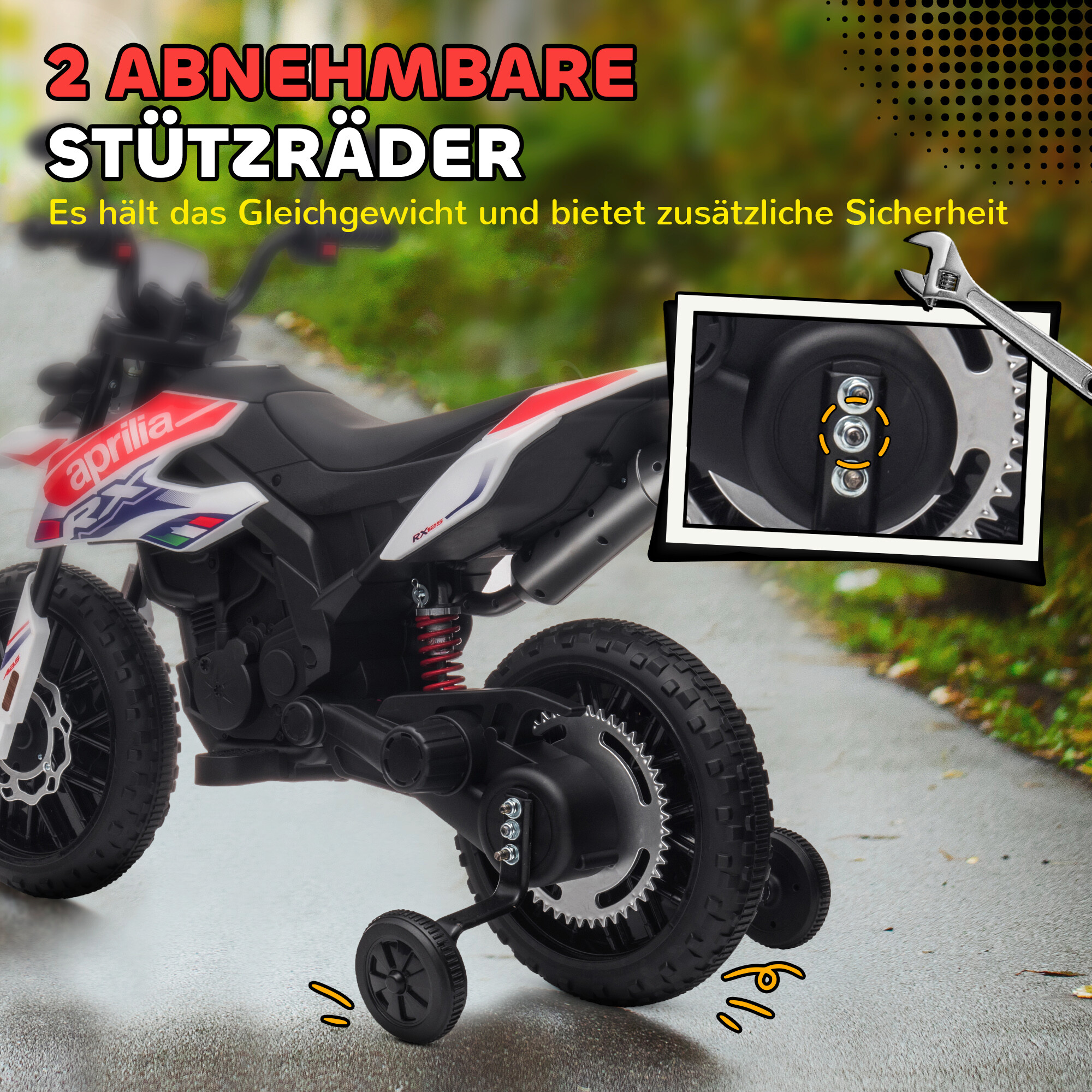 AIYAPLAY Kindermotorrad weiß B/H/L: ca. 56x80x106,5 cm