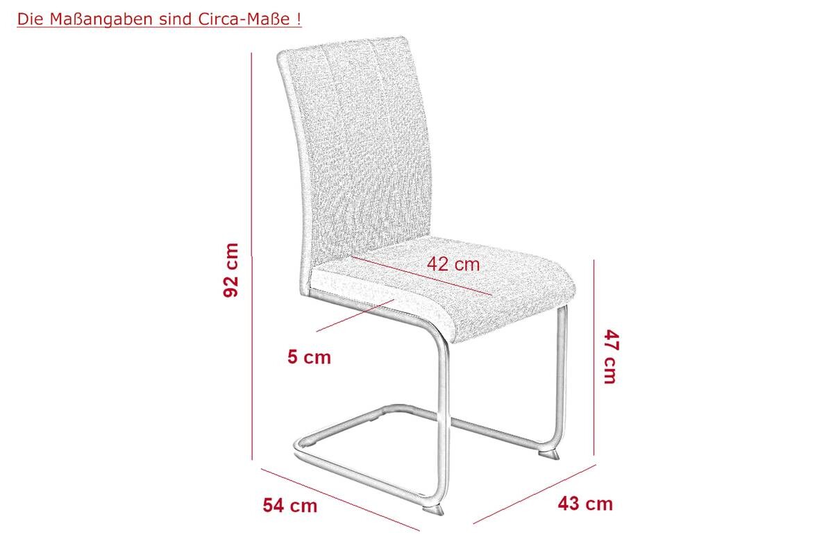 Stuhl 4er Set LINN anthrazit schwarz Webstoff Metall B/H/T: ca. 43x92x52 cm