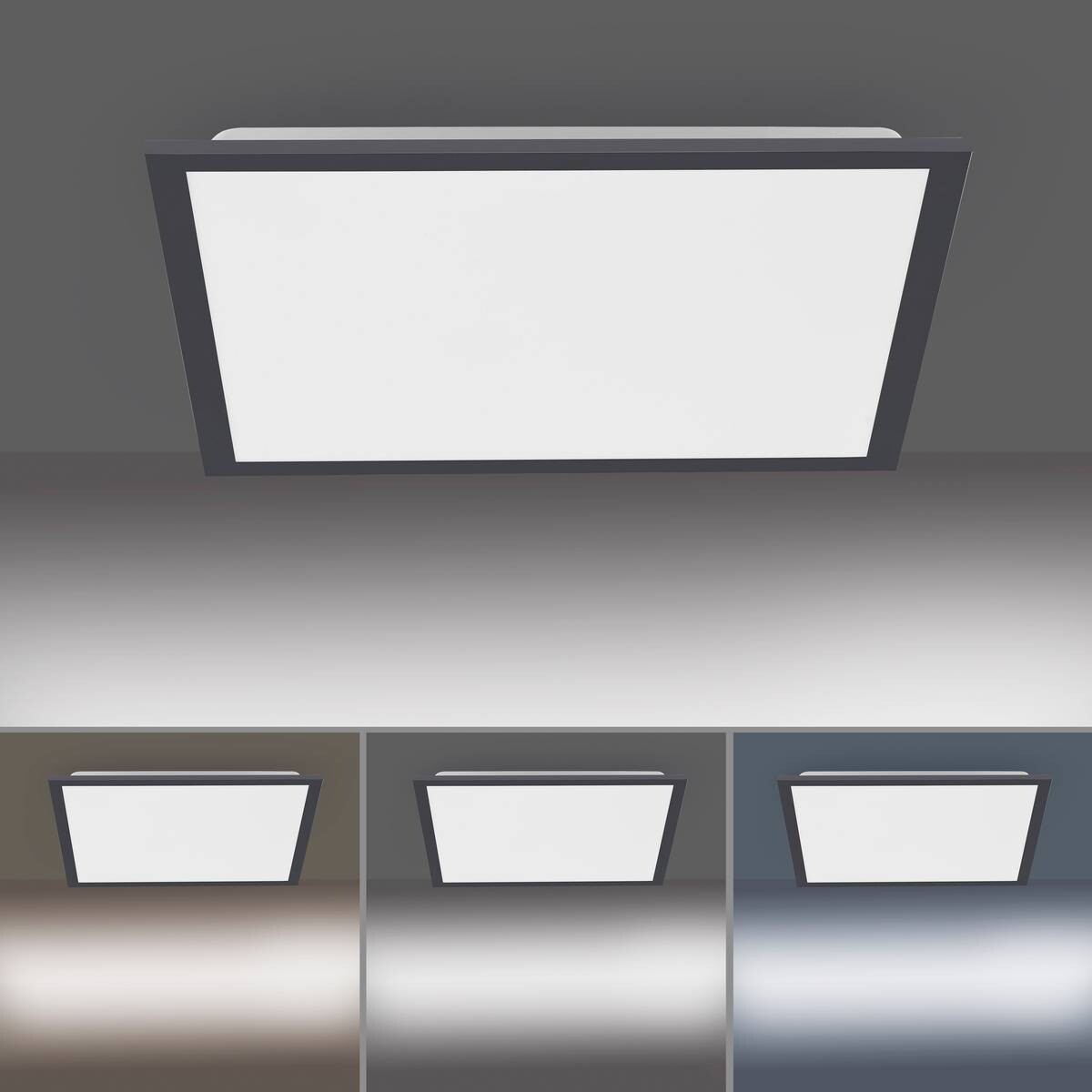 Just Light LED-Deckenpanel FLAT 14755-18 schwarz weiß Kunststoff Metall B/H/T: ca. 44,5x7x44,5 cm 1 Brennstellen