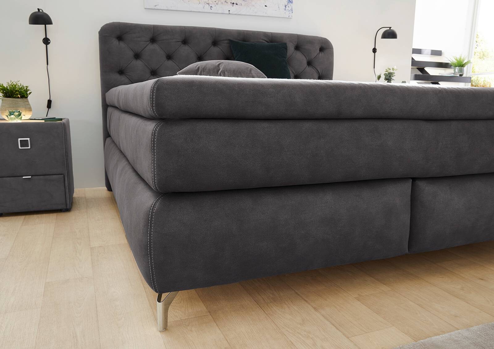 Boxspringbett  anthrazit Liegefläche B/L: ca. 180x200 cm