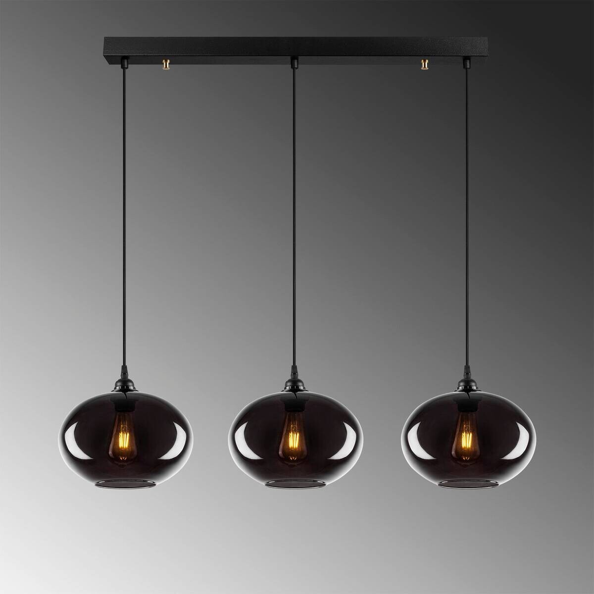 Pendelleuchte grau Rauch Metall Glas B/H/T/L: ca. 97x120x97x97 cm E27 1 Brennstellen