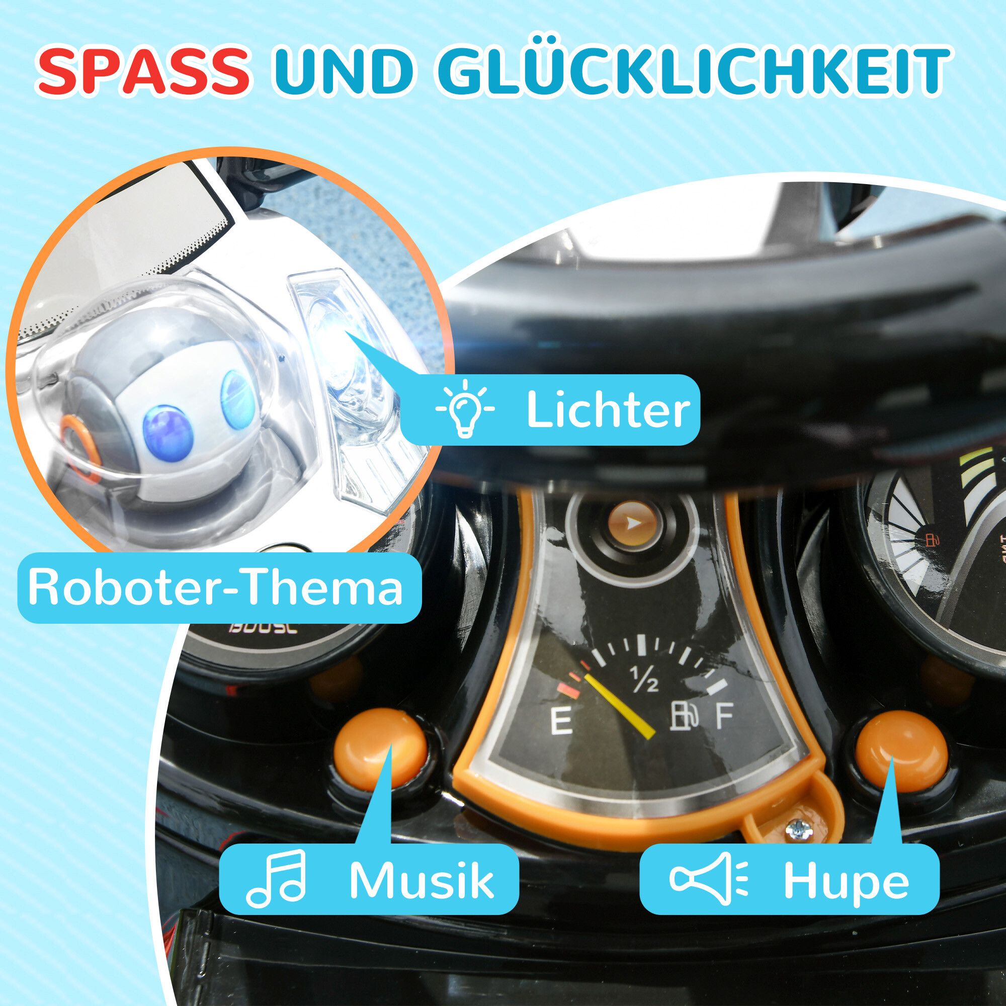 AIYAPLAY Baby-Schiebeauto weiß B/H/L: ca. 39x90x96 cm