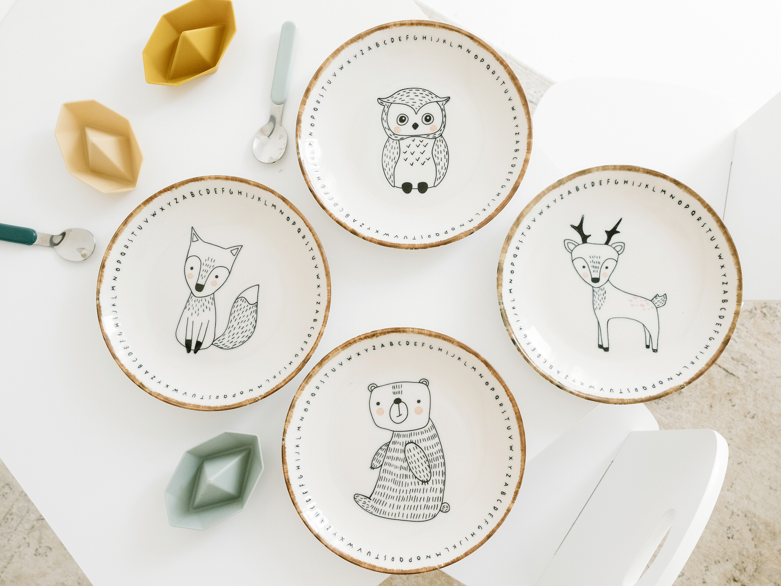 CreaTable Tellerset Freunde des Waldes braun Steinzeug D: ca. 21 cm