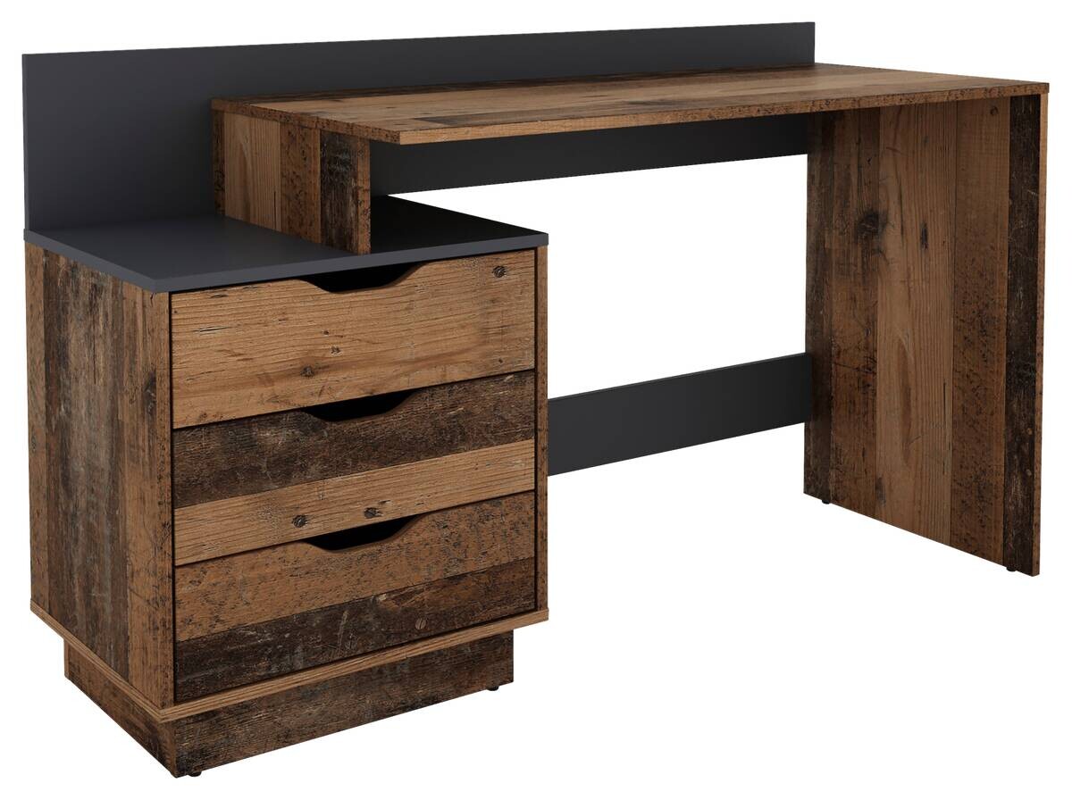 Schreibtisch BELFAST Eiche Old Wood Nachbildung anthrazit B/H/T: ca. 138x83,5x51,5 cm