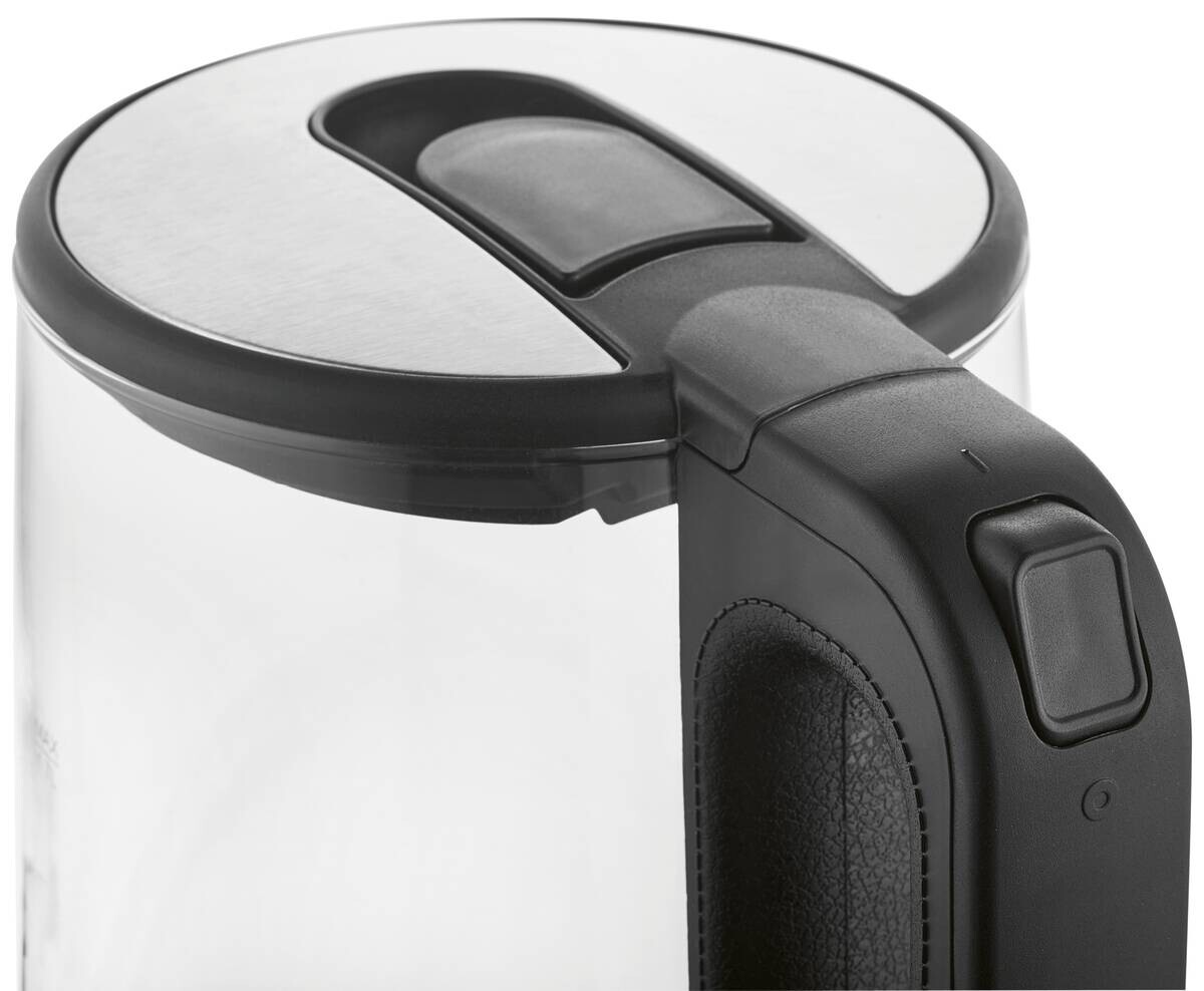 GOURMETmaxx Wasserkocher schwarz silber Glas Edelstahl B/H/L: ca. 15x24x21 cm ca. 1,7 l