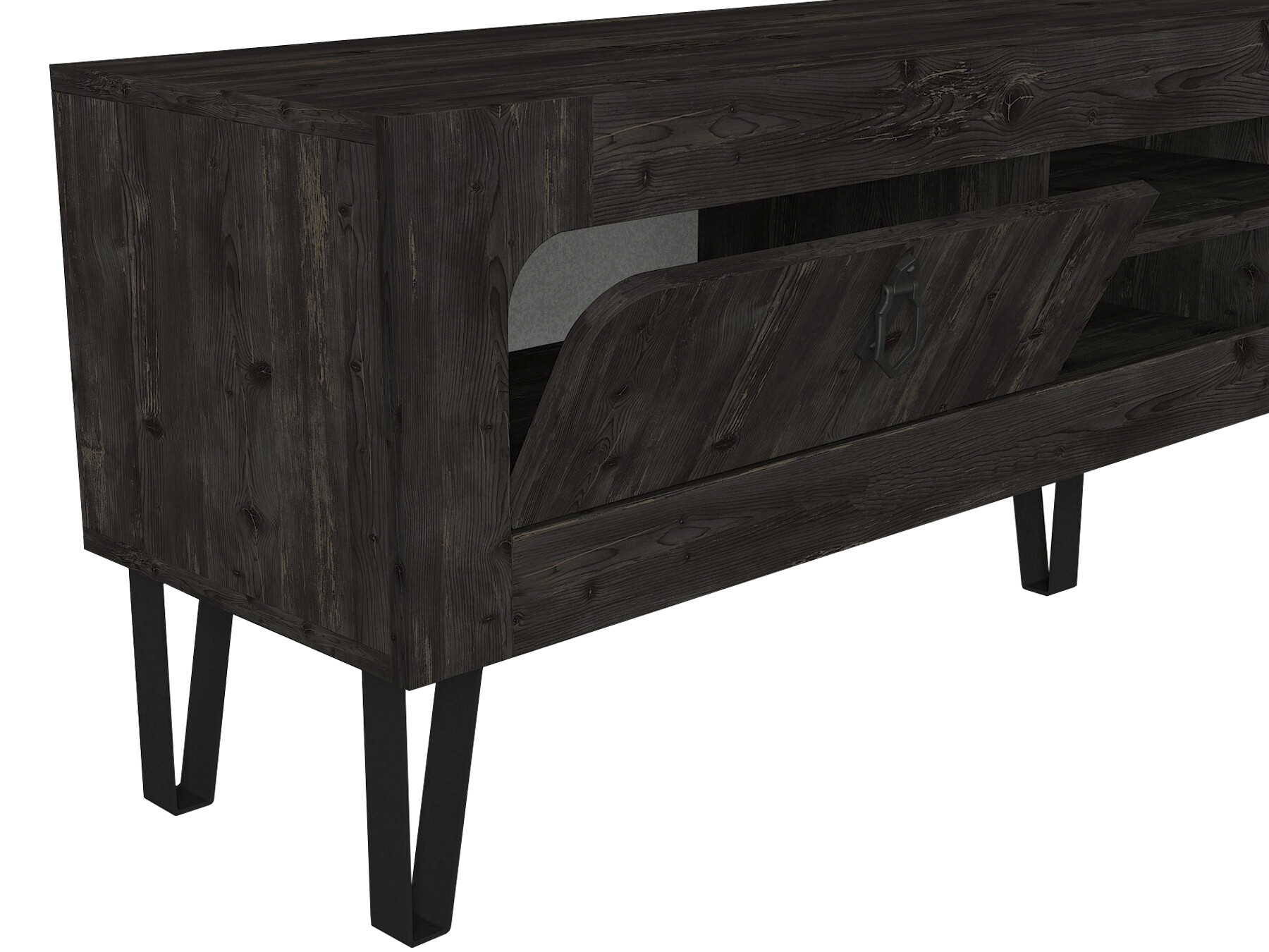 Wohnwand Emerald Rebab braun dunkelgrau B/H/T: ca. 180x55x30 cm