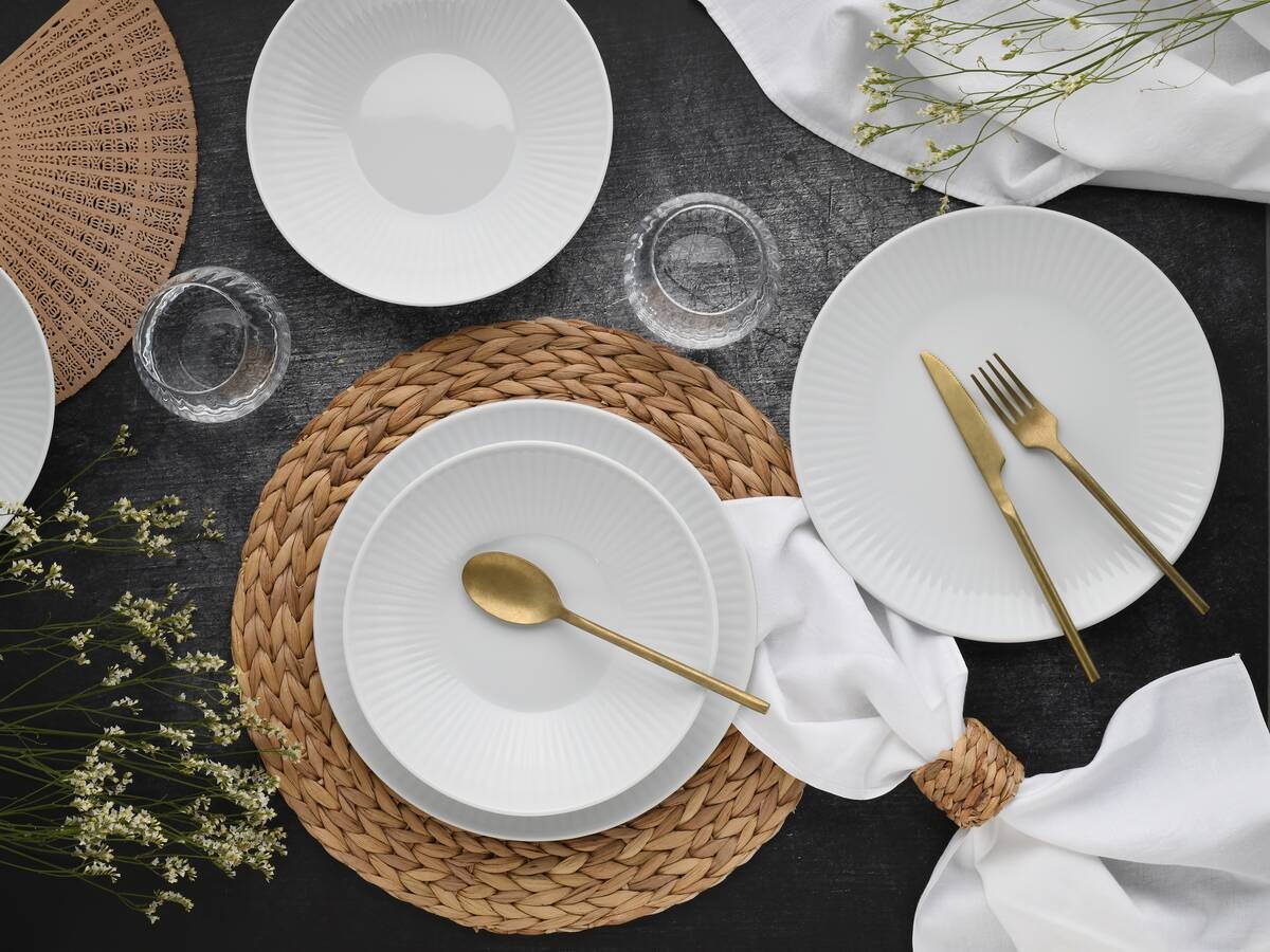 CreaTable Tafelservice Valencia weiß Porzellan 12 tlg.