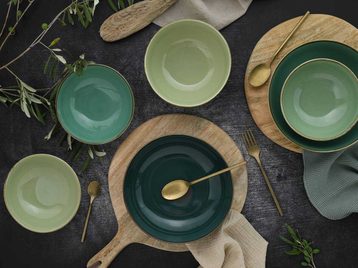 CreaTable Schüsselset Nature Collection grün Steinzeug