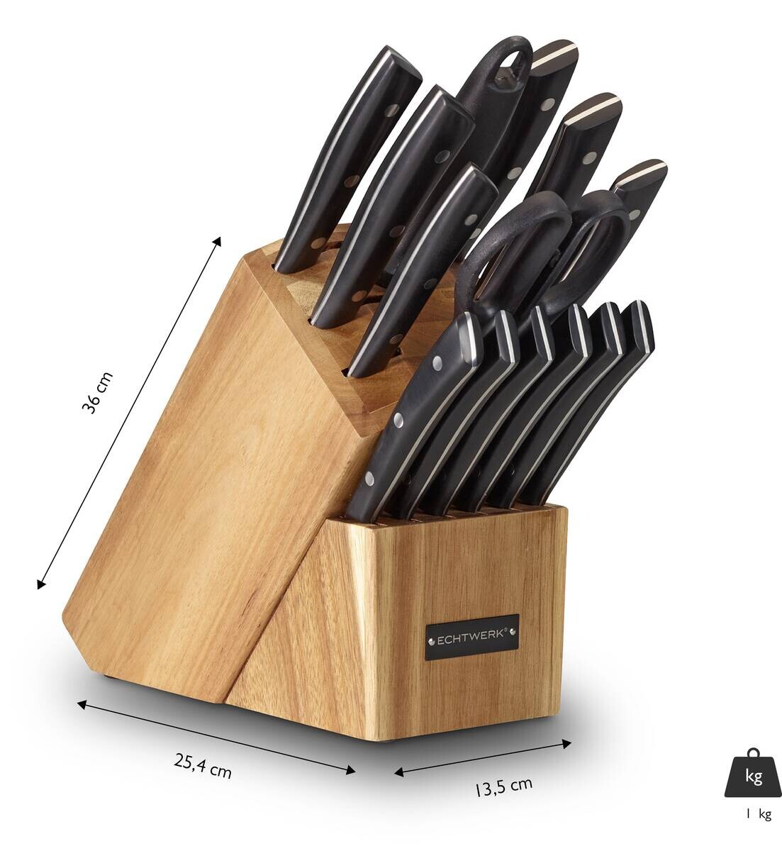 ECHTWERK Messerblock Premium braun Stahl 15 tlg.