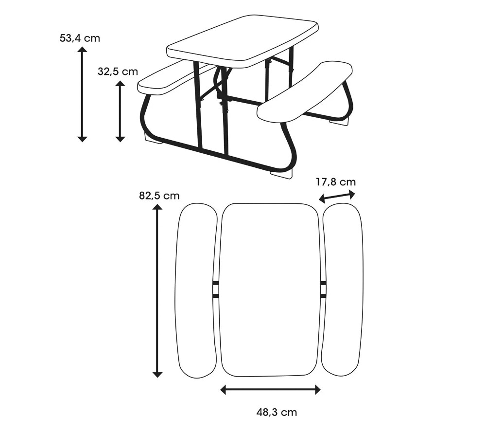 Lifetime Picknickgarnitur Kids Lichtgrau Stahl B/H/L: ca. 90x54x86 cm
