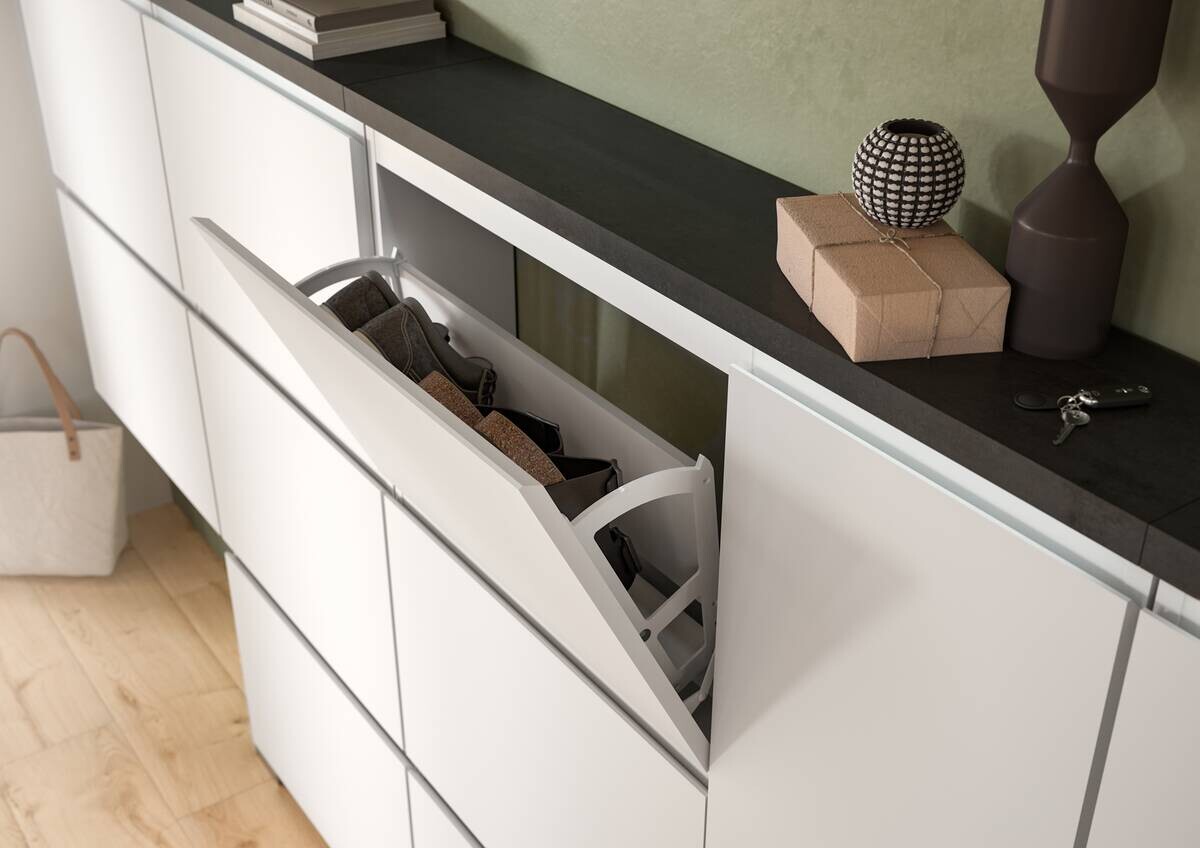 Schuhschrank Shoelove weiß grau B/H/T: ca. 95x130x18 cm